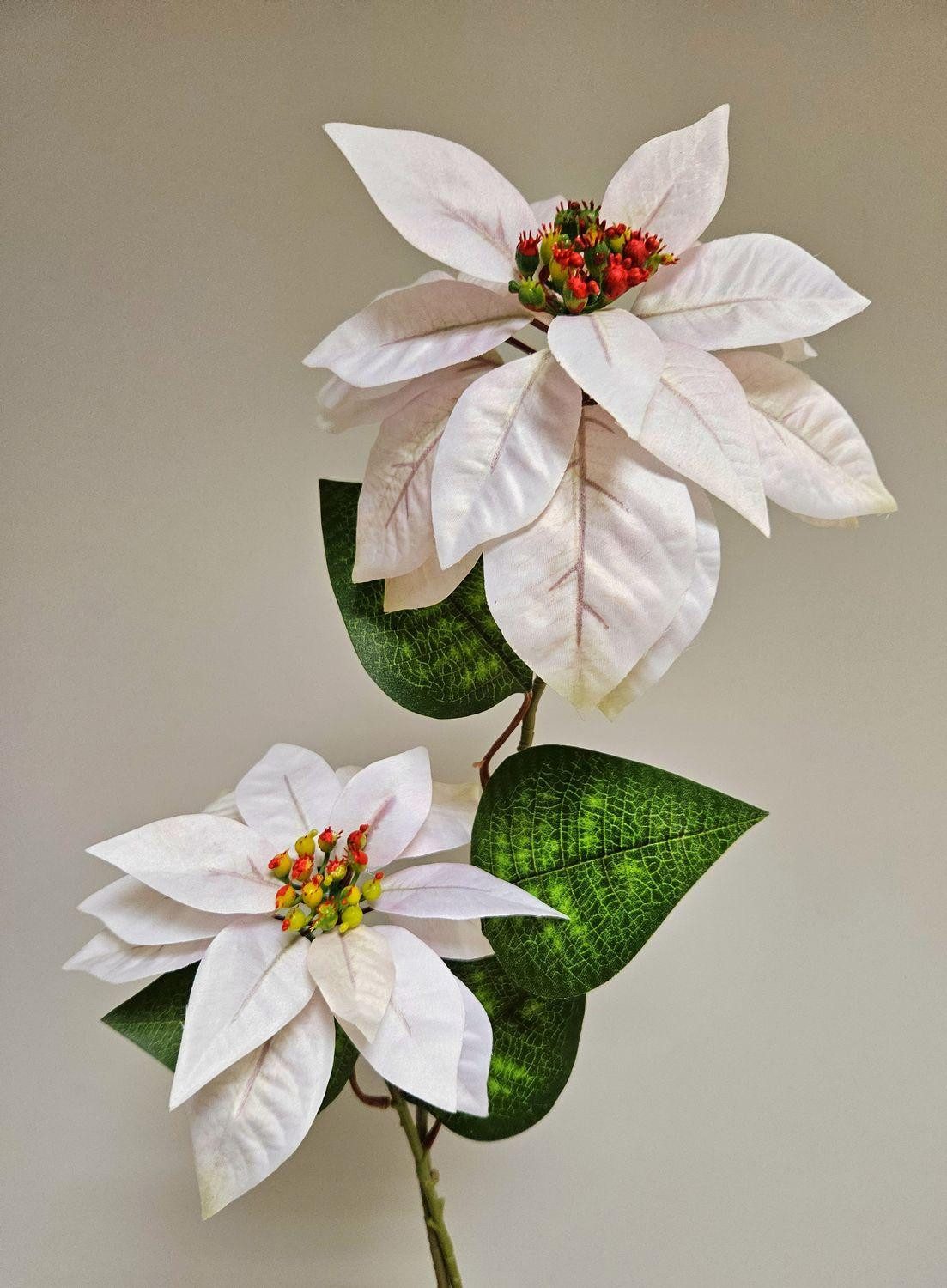 Kunstblume Deko Weihnachtsstern LIBASSE, weiß-rosa, 45cm Weihnachtsstern, artplants, Höhe 45.0 cm