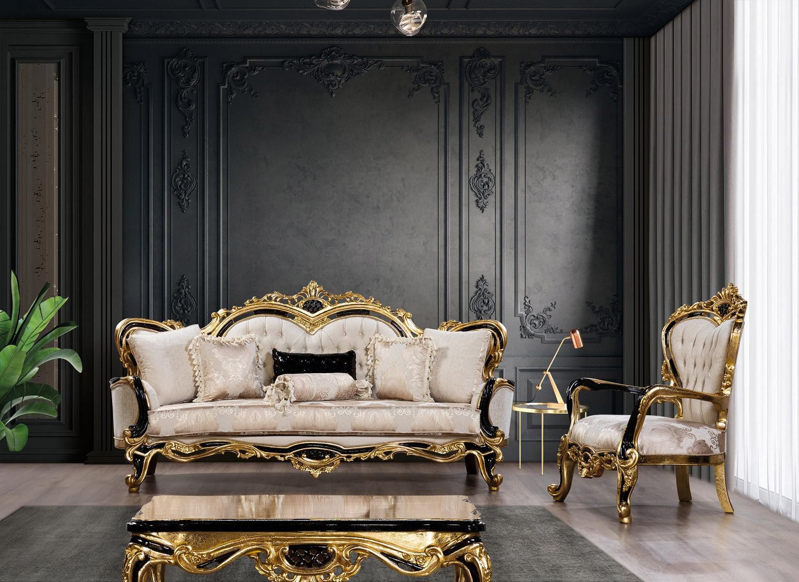 Xlmoebel Polstergarnitur Klassische Chesterfield Sofagarnitur 3+1 für Wohnzimmer, (Sofagarnitur, 2-tlg., 3+1), Made in Europa
