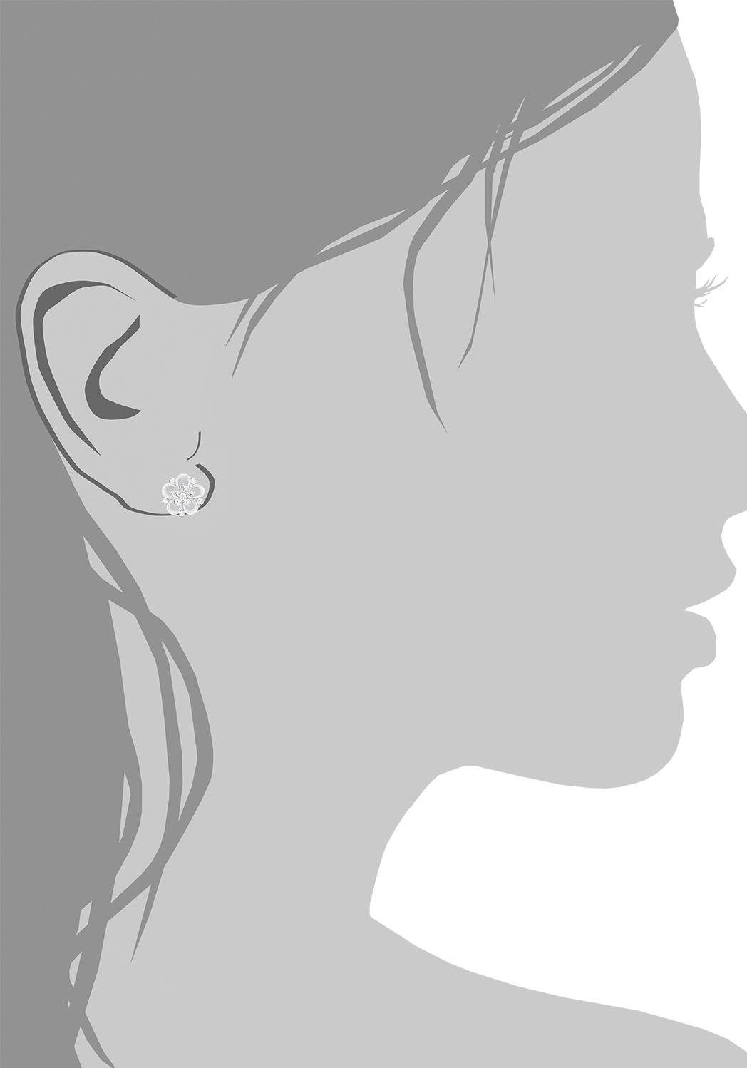 Amor Paar Ohrstecker Schmuck Geschenk Ohrschmuck Blume, Glitzerohrstecker Silber 925, mit Zirkonia (synth)