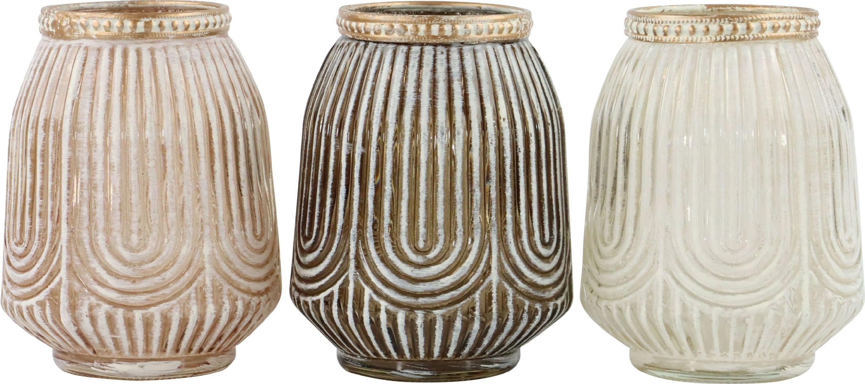 FURNARO Dekovase Fès (3 St), Funktion als Windlicht oder Vase wählbar