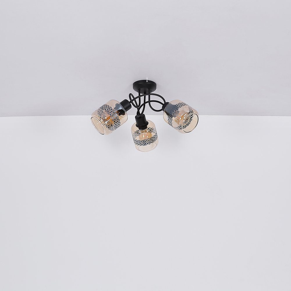 Deckenspot, D Globo 51,5 Leuchtmittel Deckenlampe Lebensblume schwarz LED Spotrondell amber nicht Deckenleuchte inklusive,