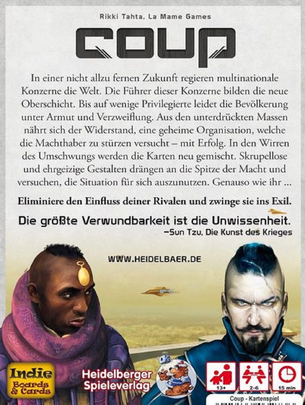 Heidelberger Spieleverlag Spiel Coup, Verrat, Verleumdung, Intrige - Kartenspiel, Familienspiel, Ein Spiel in der Welt von Der Widerstand