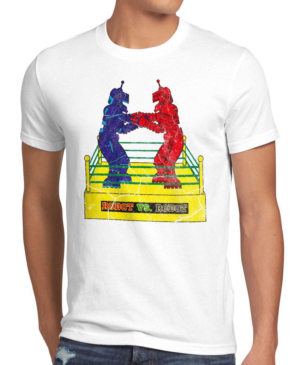 style3 Print-Shirt Herren T-Shirt Roboter big bang sheldon boxen Robot rock em spiel Cooper Theory weiß
