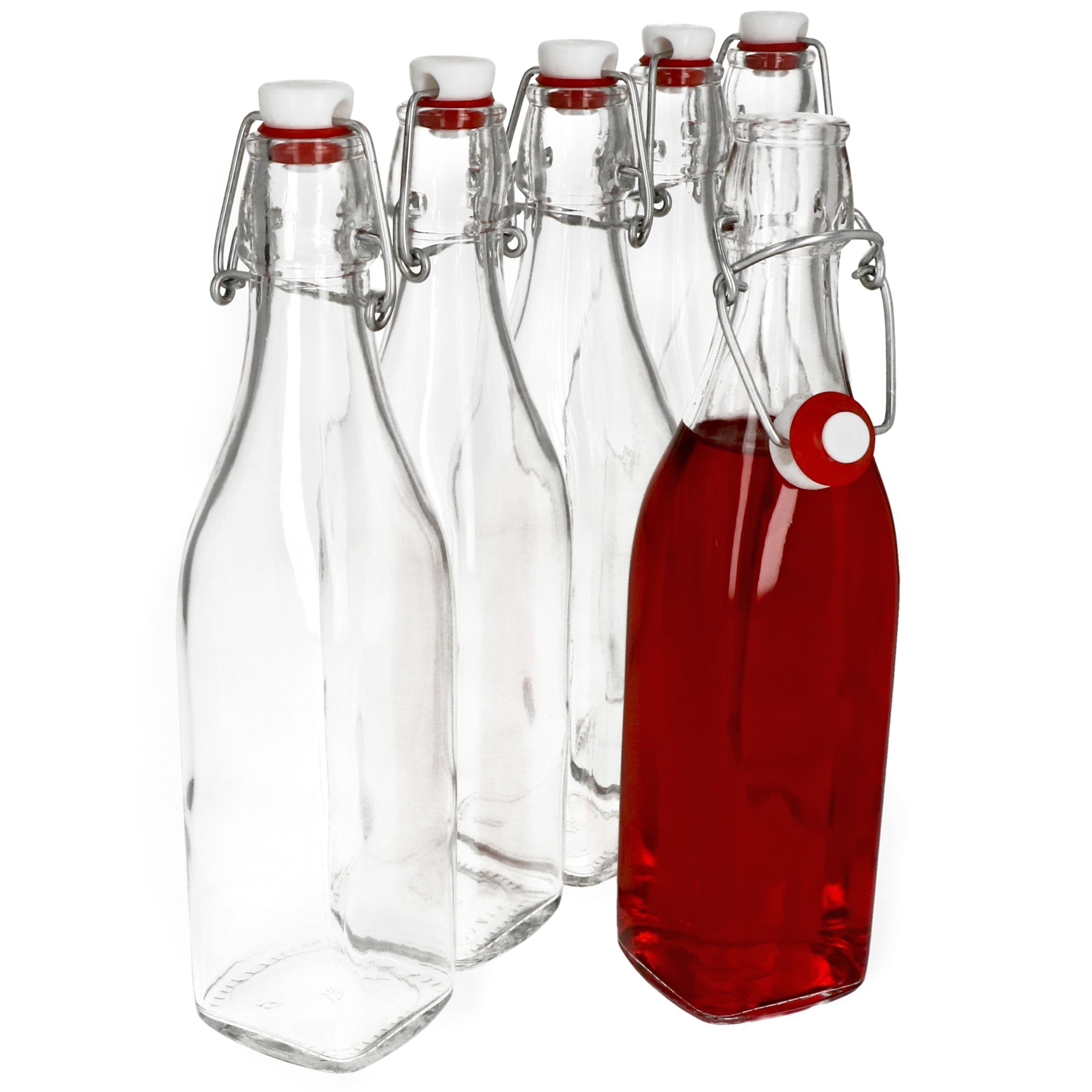 Bormioli Rocco Vorratsglas 6er Set Glasflaschen Serie Swing mit Bügelverschluss 0,50 Liter, Glas