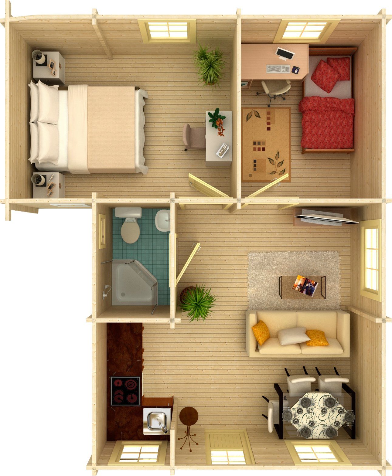 Palmako Gartenhaus Ferienhaus E_mily, BxT: 660x780 cm, inklusive Fußboden