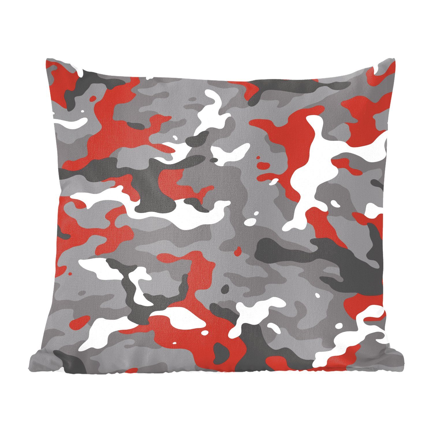 MuchoWow Dekokissen Camouflage-Muster mit roten Akzenten, Zierkissen mit Füllung für Wohzimmer, Schlafzimmer, Deko, Sofakissen