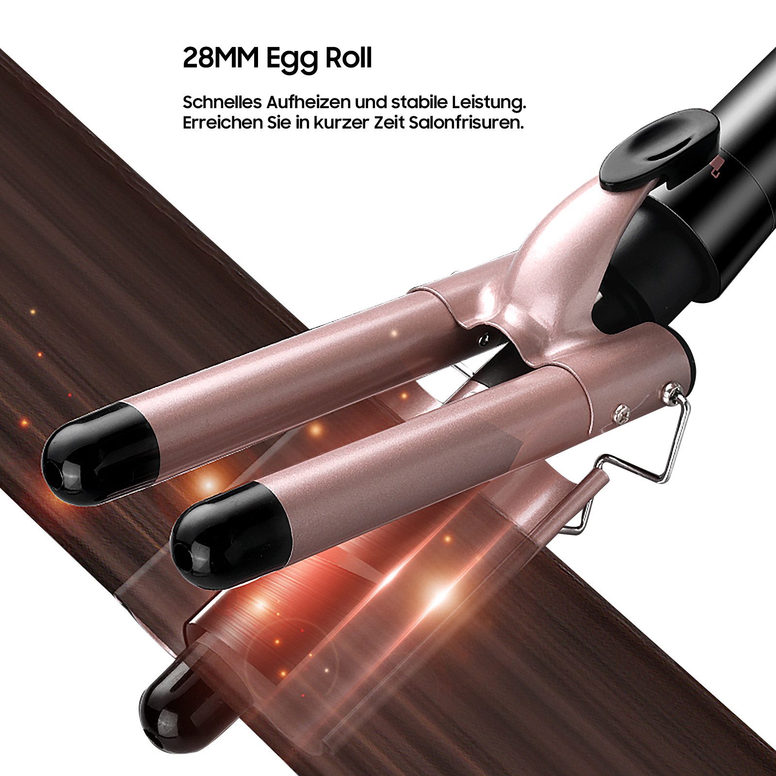 AIMAX Lockenstab Lockenstab Set 5 in 1 mit 3 Fässer Welleneisen Lockenwickler, Turmalin-Keramik, mit Wechselkopf – Bild 4 von 5