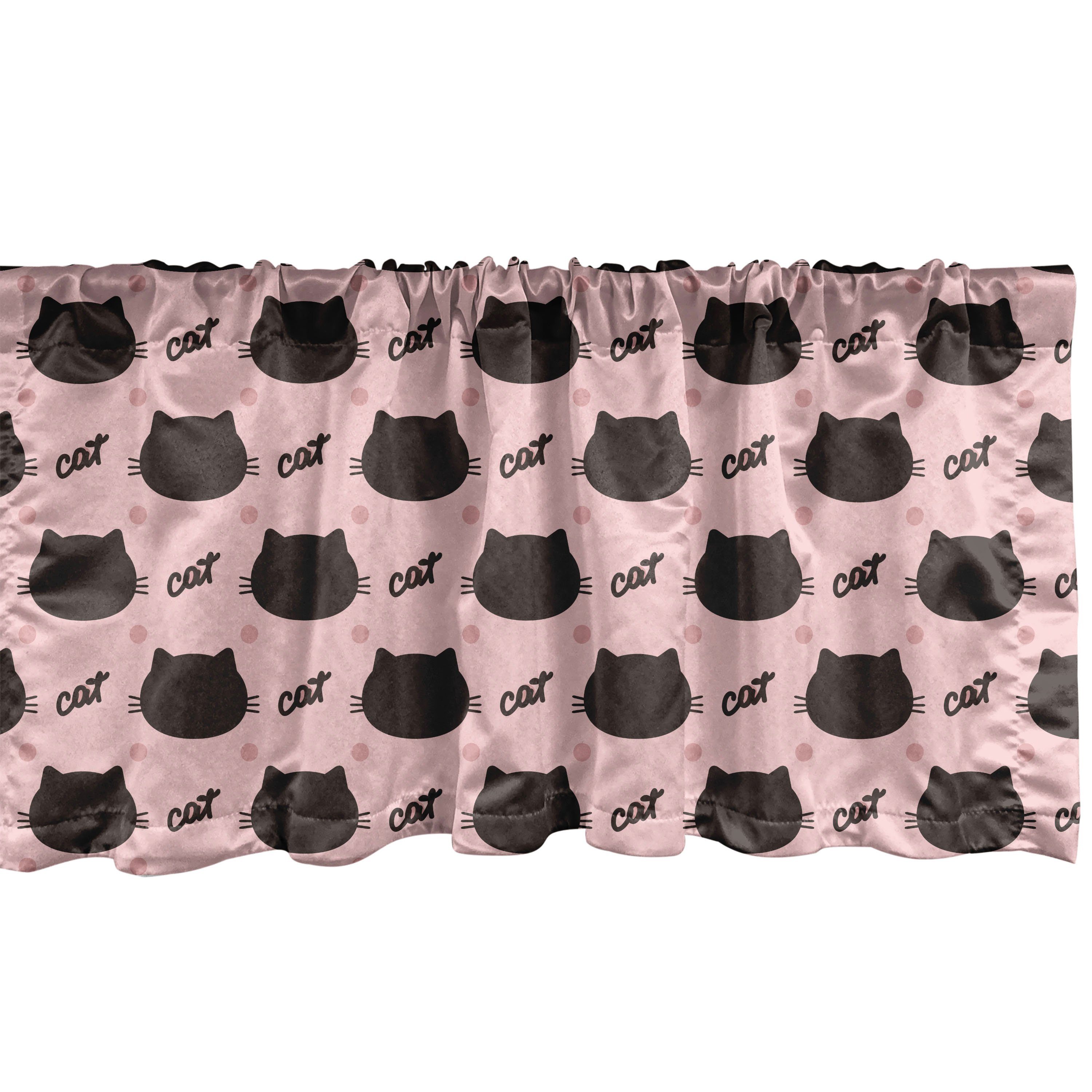 Vorhang Volant Stangentasche, Silhouetten Schlafzimmer Girly Dots Küche Katze mit Scheibengardine Microfaser, Kopf Abakuhaus, für Dekor