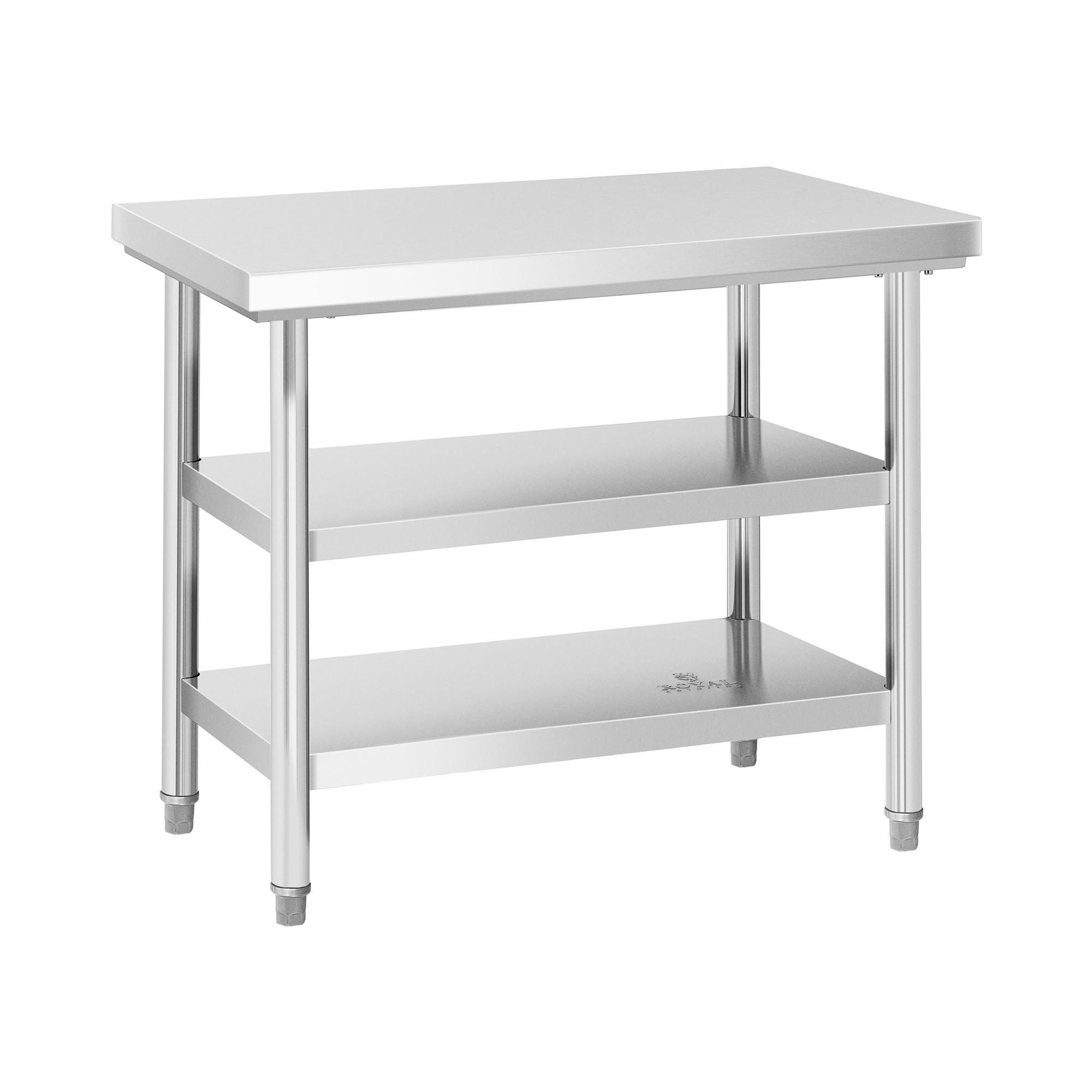 Royal Catering Arbeitstisch 100 x 70 cm Edelstahltisch 500 kg Edelstahl Zerlegetisch 3 Ebenen, verschiedene Größen