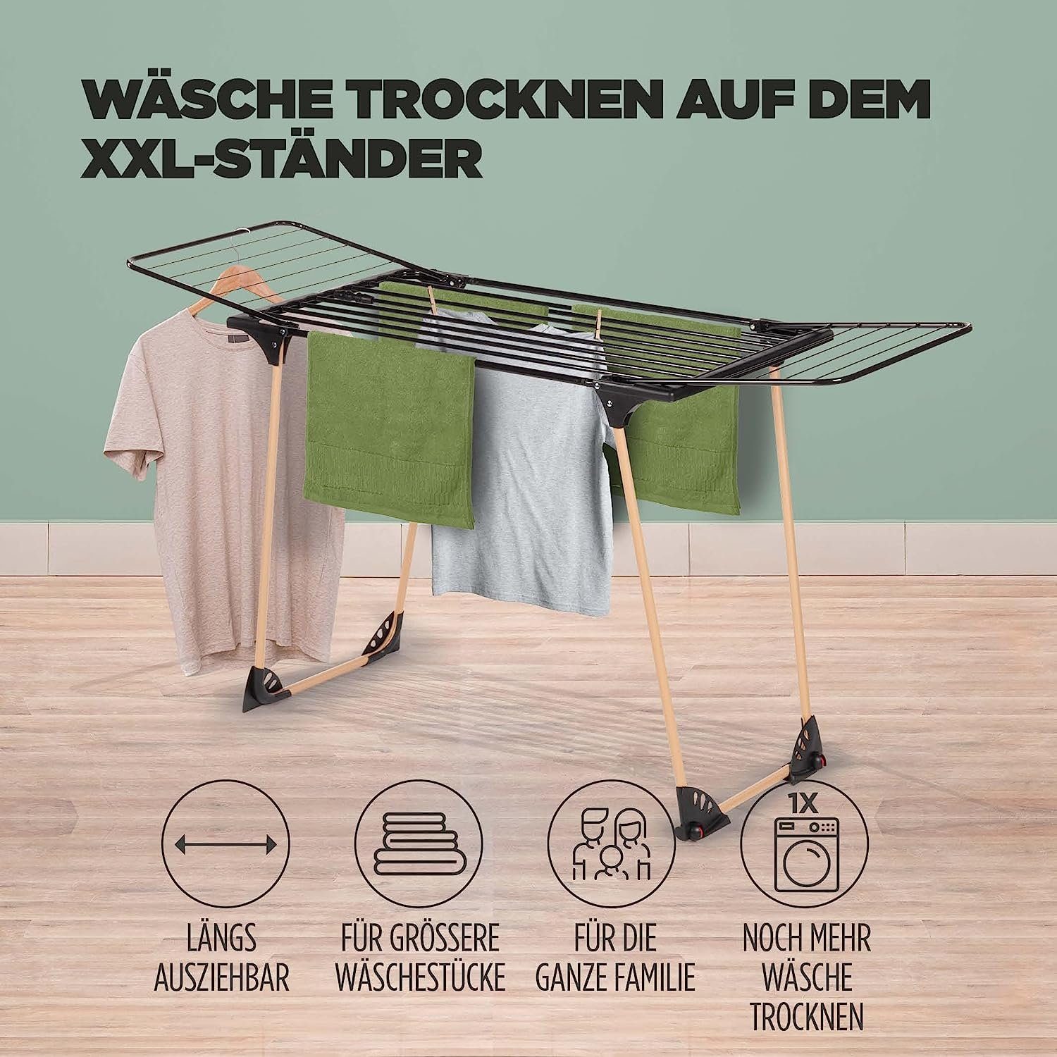 Vitapur Wäscheständer Wäscheständer mit 21M Trockenlänge kompakter Wäschetrockner
