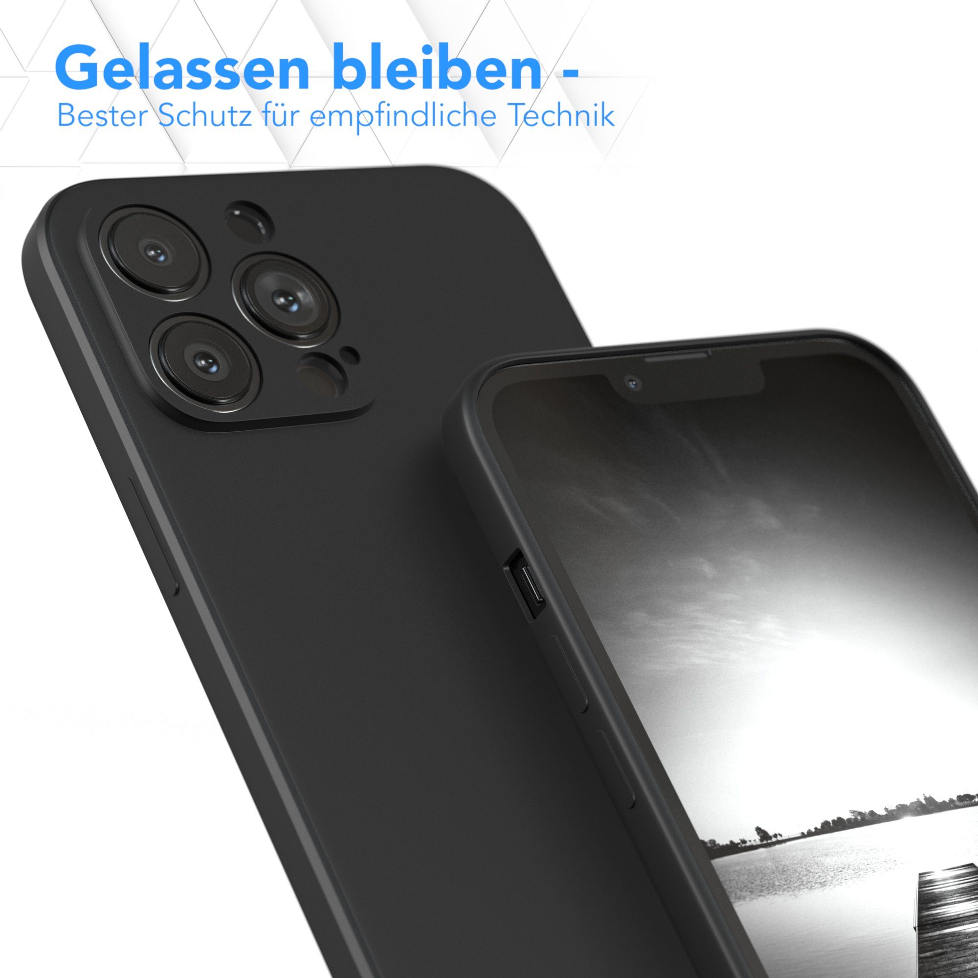 EAZY CASE Handyhülle für Apple iPhone 13 Pro Max Hülle Silikon 6,7 Zoll, Silikon Schutzhülle mit Kameraschutz kratzfest Back Cover Etui Schwarz – Bild 4 von 5