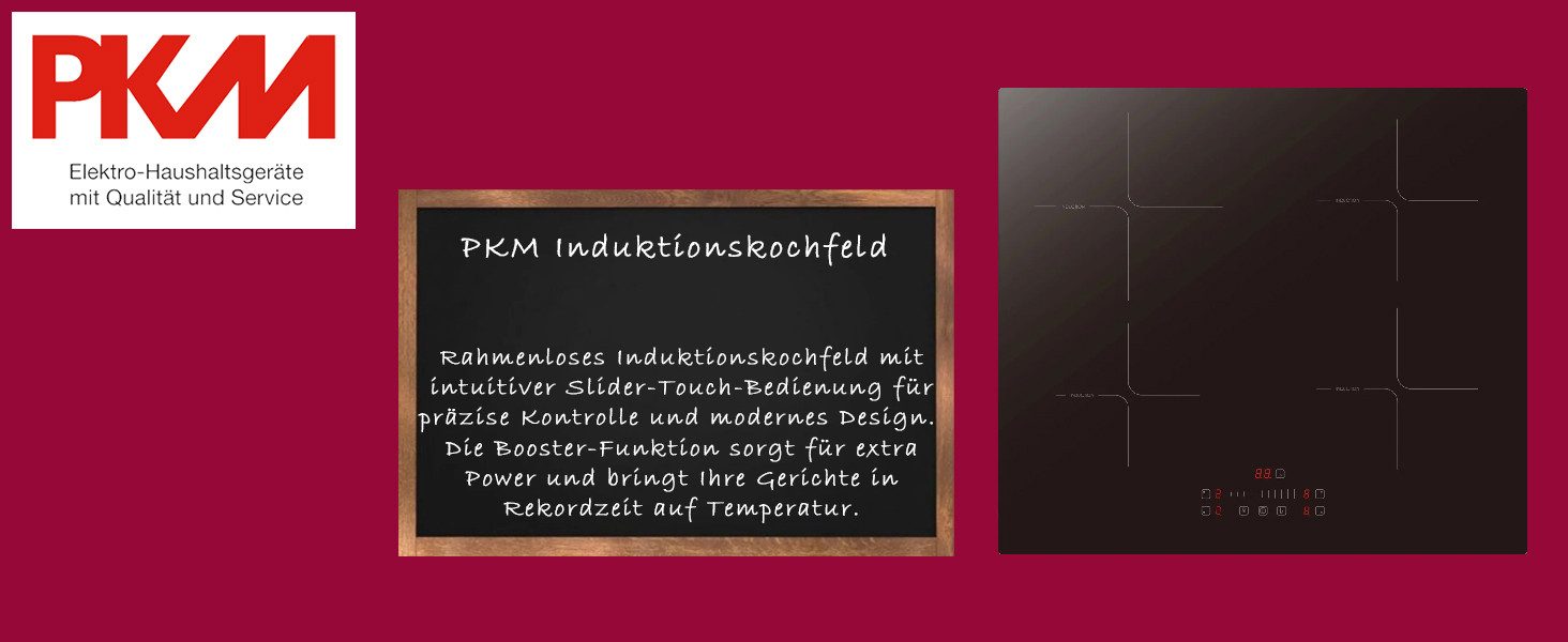 PKM Induktions-Kochfeld IN4-SA, Slider Touch Bedienung, Booster Funktion