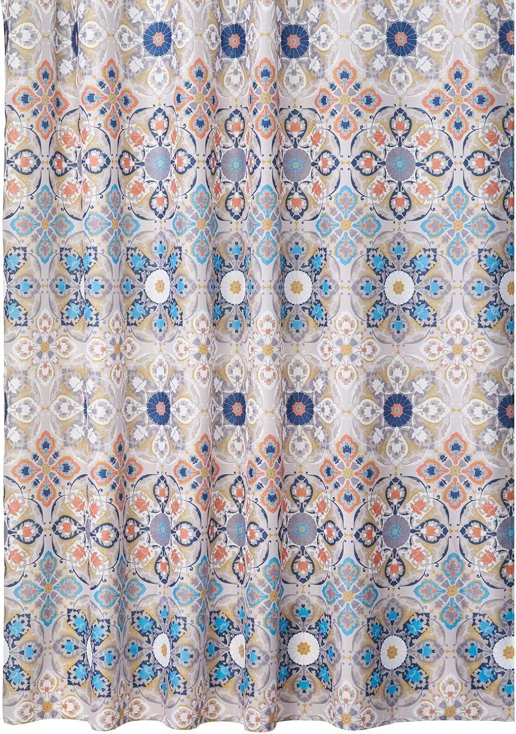 mDesign Badaccessoire-Set mDesign Duschvorhang Medallion Muster Braun Badewannenvorhang Textil