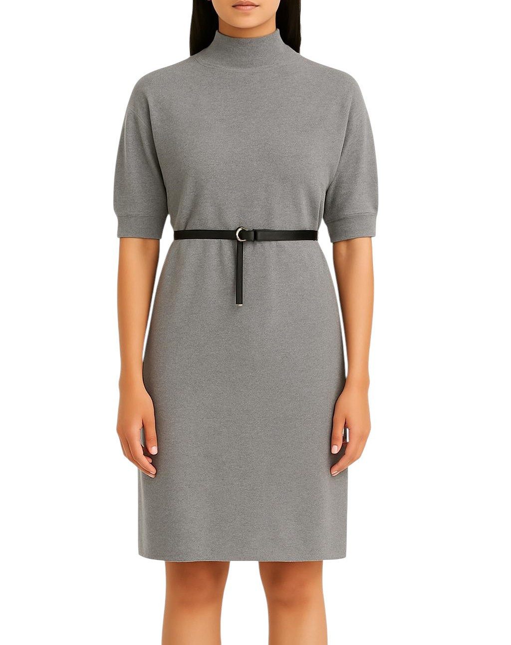 Mississhop Strickkleid Damen Strickkleid mit Stehkragen und Gürtel M. 426