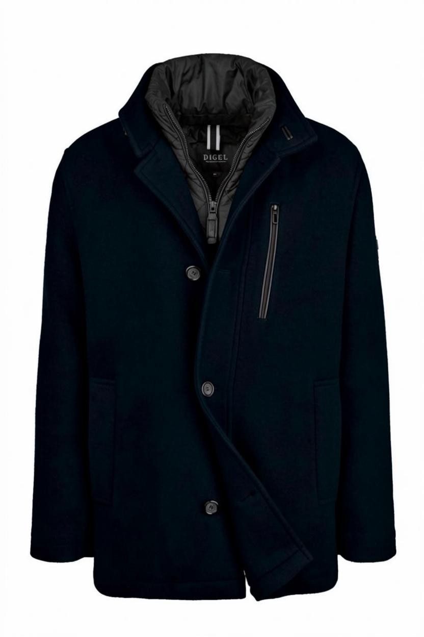 Digel Allwetterjacke DIGEL Herren Wolljacke Dunkelblau mit Stehkragen große Größen