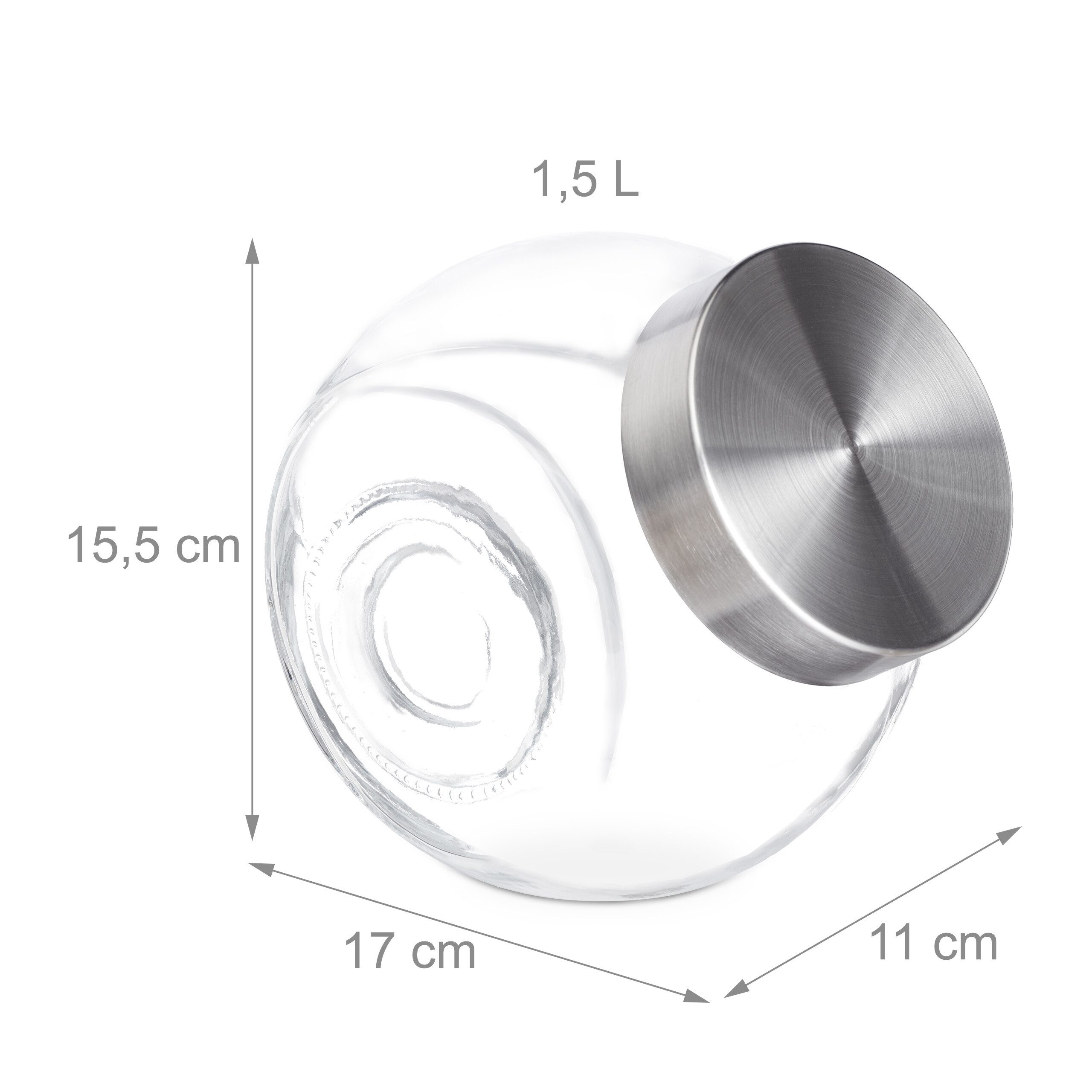 relaxdays Vorratsglas Bonbongläser 2er Set 1,5 L, Glas, (2-tlg) – Bild 4 von 5