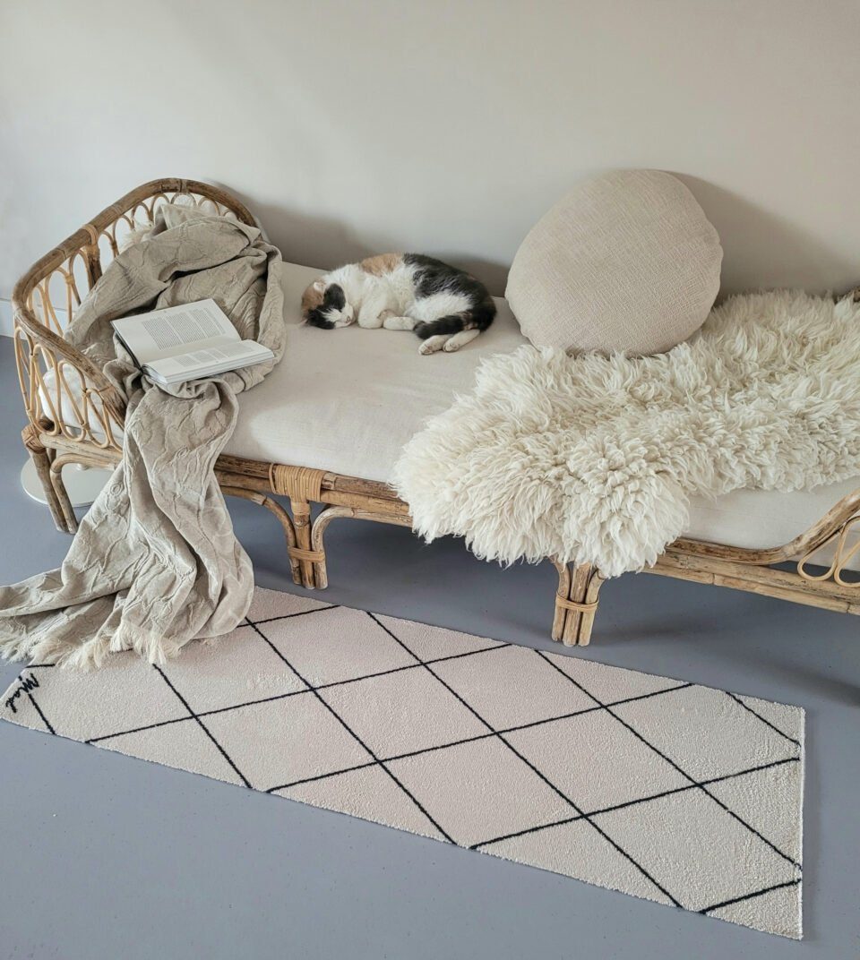 Mad about Mats Badematte COLTON, rutschfest beschichet, fußbodenheizunggeeignet, Polyamid, rechteckig, Badvorleger, Läufer, weicher Flor, Scandi Look, modern, Rauten, Beige