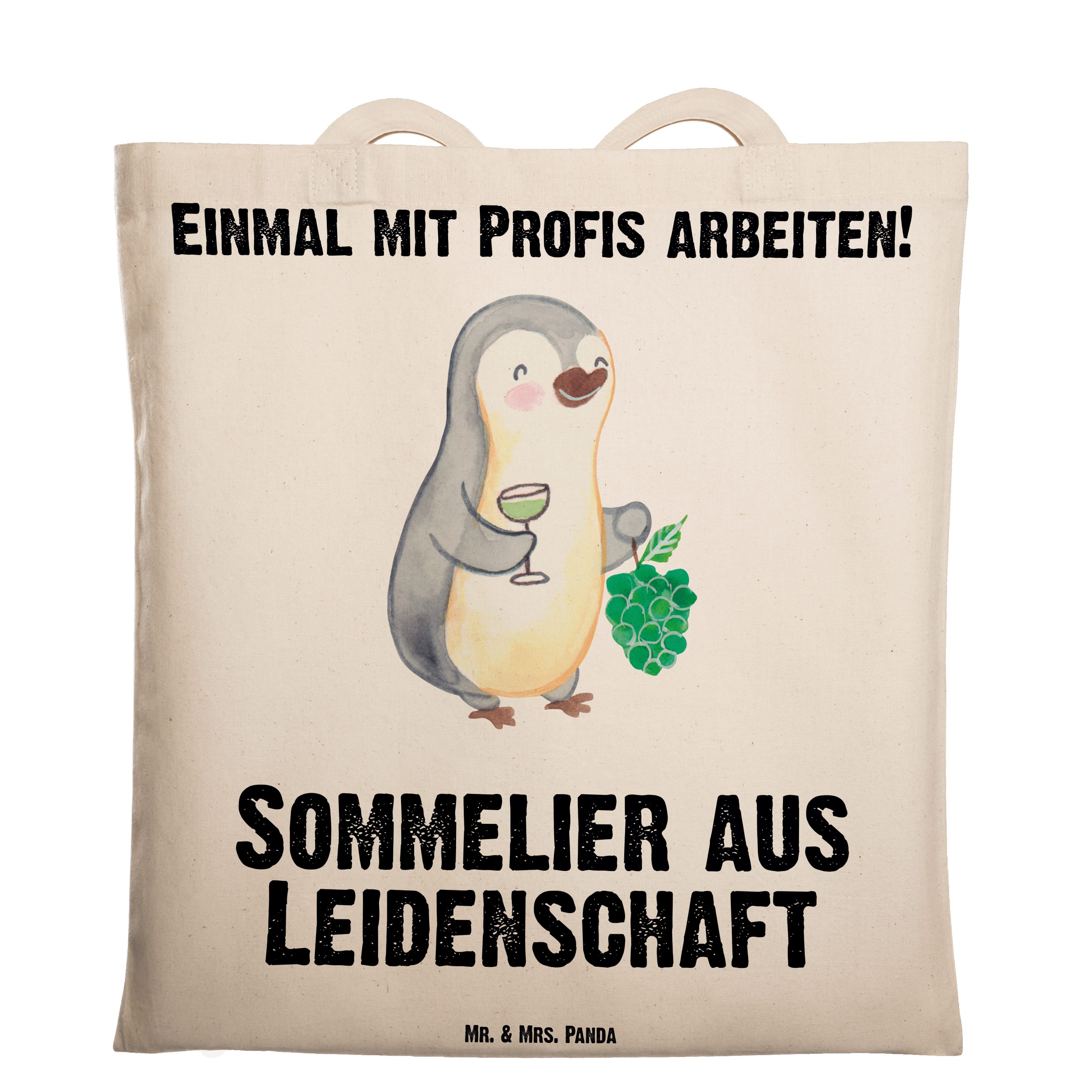 Mr. & Mrs. Panda Tragetasche Sommelier aus Leidenschaft - Transparent - Geschenk, Stoffbeutel, Jut (1-tlg)