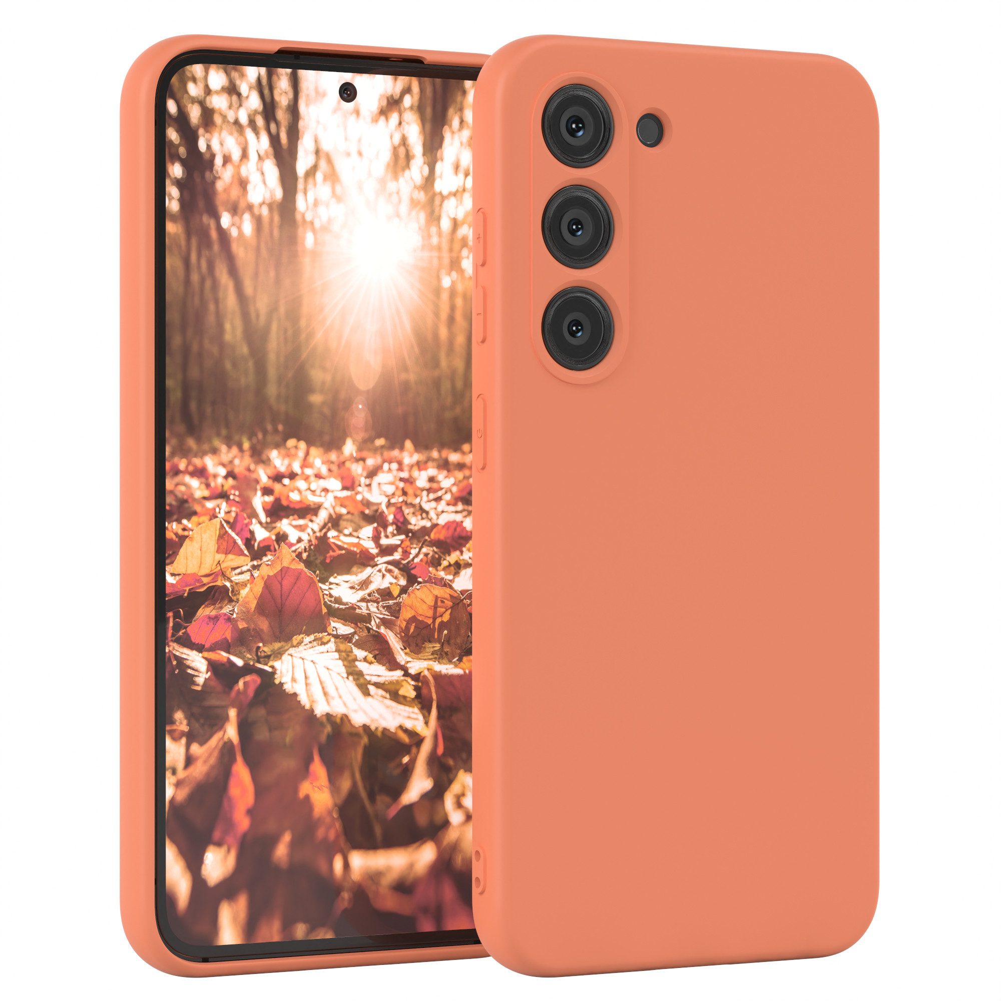 EAZY CASE Handyhülle für Samsung Galaxy S23 Hülle Silikon 6,1 Zoll, Schutzhülle mit Kameraschutz Telefonhülle elastisch Bumper tpu Orange
