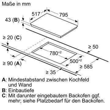 BOSCH Elektro-Kochfeld NKC845FB1D, PerfectFry Bratsensor mit 4 Temperaturstufen