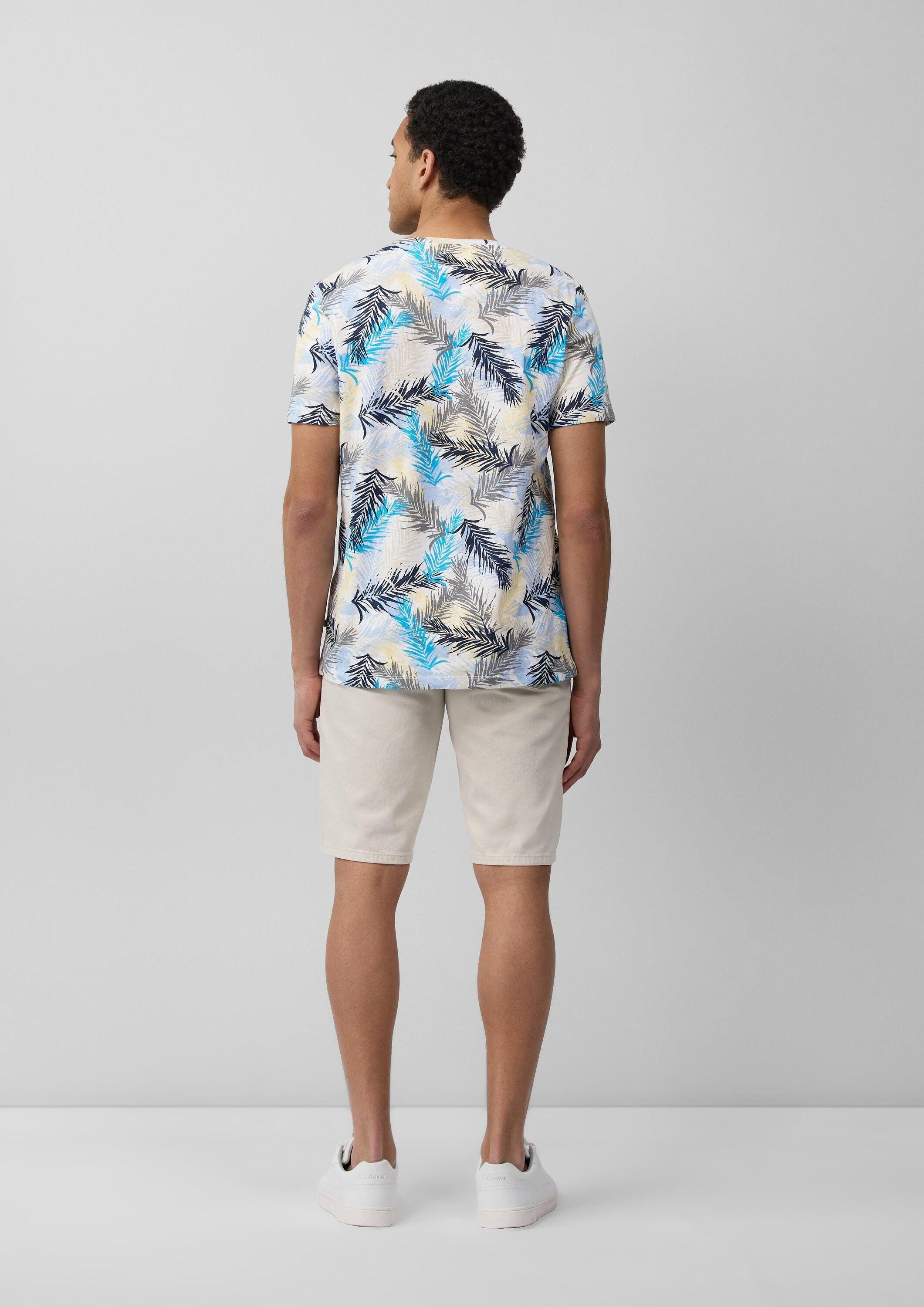 s.Oliver Kurzarmshirt T-Shirt T-Shirt aus Leinenmix mit All-over-Print