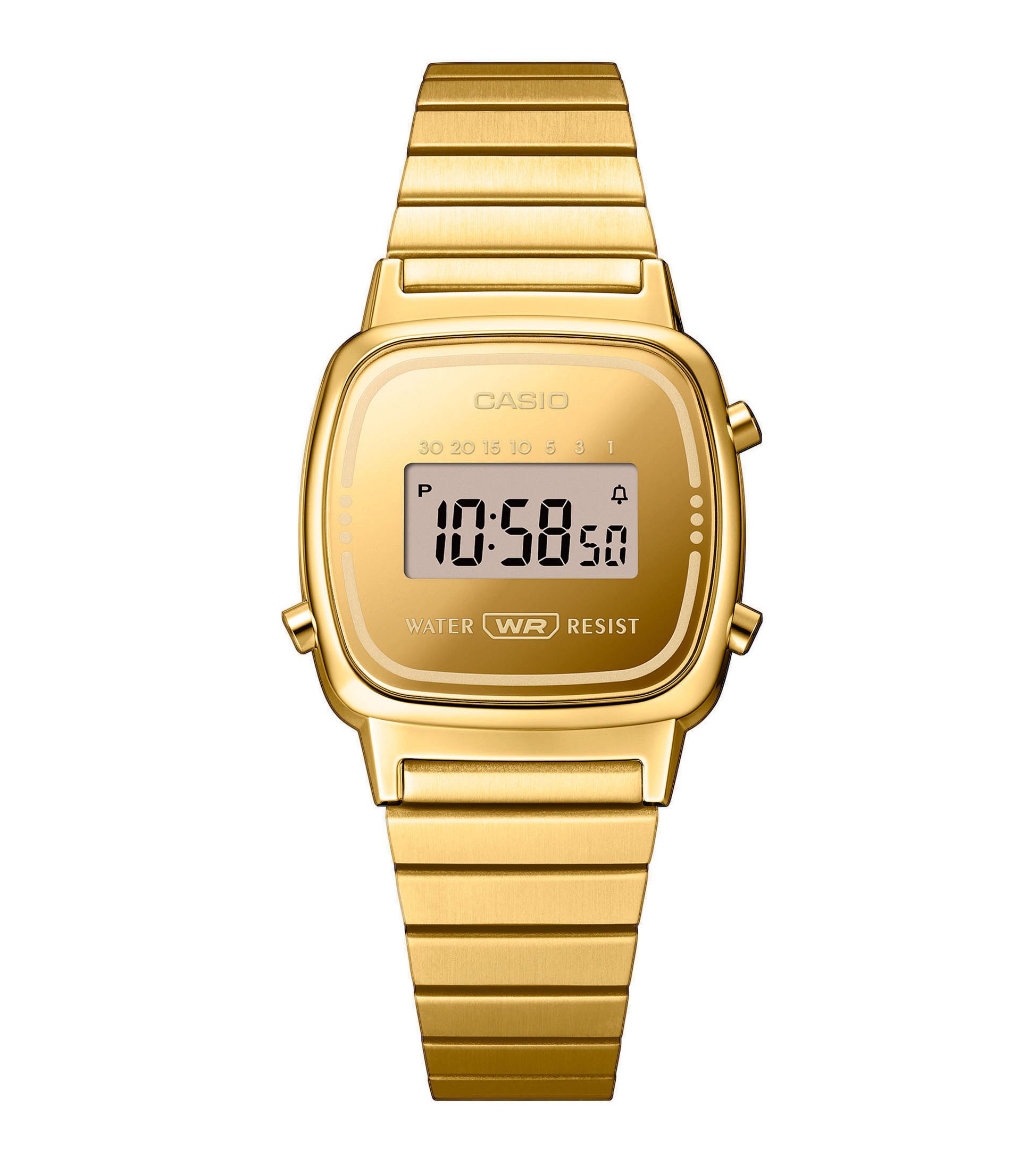 CASIO VINTAGE Chronograph LA670WEGS-9AEF, Quarzuhr, Armbanduhr, Damenuhr, Edelstahlarmband, digital