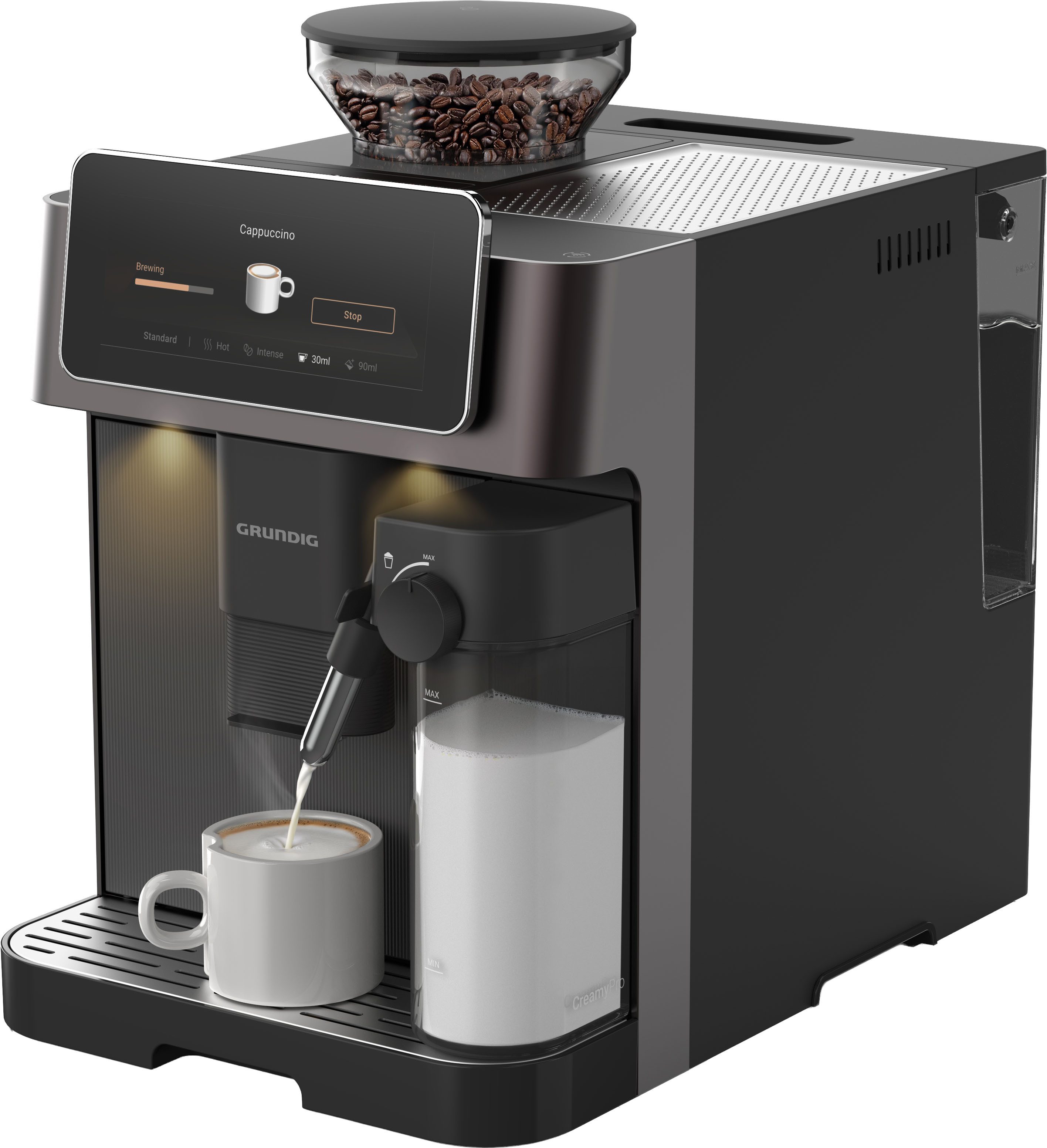 Grundig Kaffeevollautomat KVA 9230, Premium Kaffeevollautomat mit App, 50+ Getränke & CreamyPro™