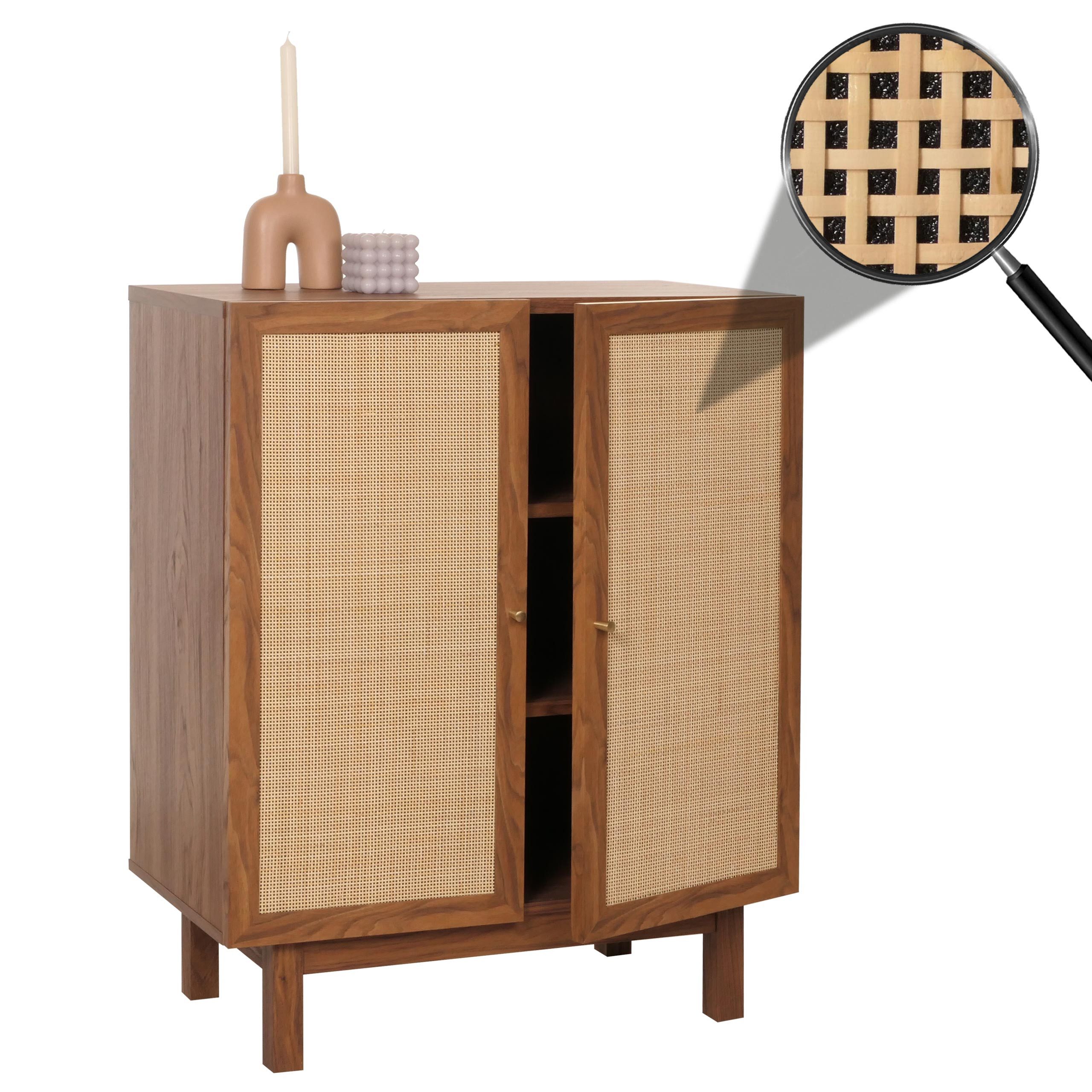 MCW Highboard MCW-M51, Türen mit handgefertigtem natürlichen Kubu Rattan