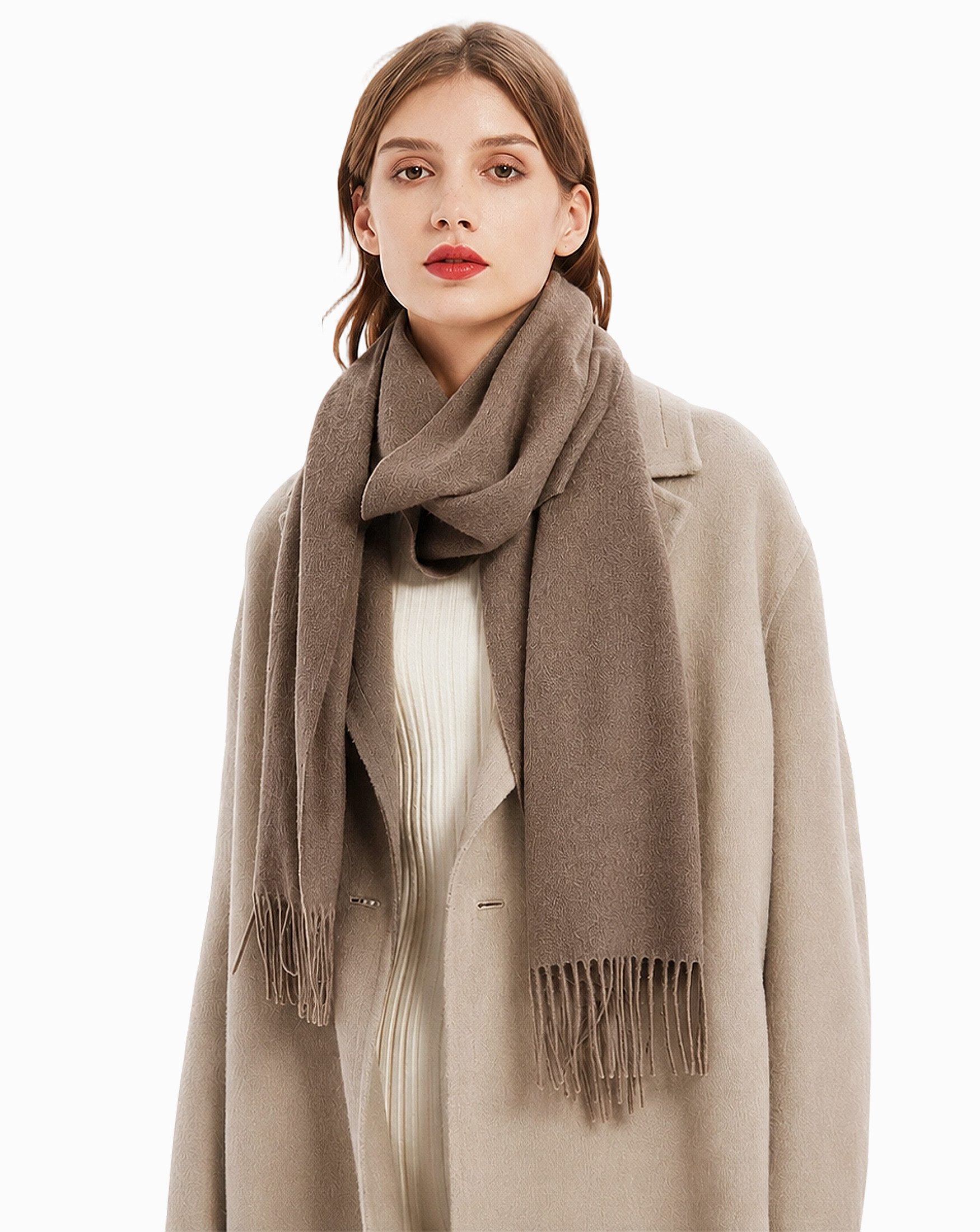Mutig Wollschal 100 % Cashmere Unisex Kaschmir Schal mit Fransen, (Langer kuscheliger Premium-Strickschal, Weich, groß, leicht und einfarbig), Für Herbst & Winter, Geschenk für Freunde, Weihnachten und Neujahr