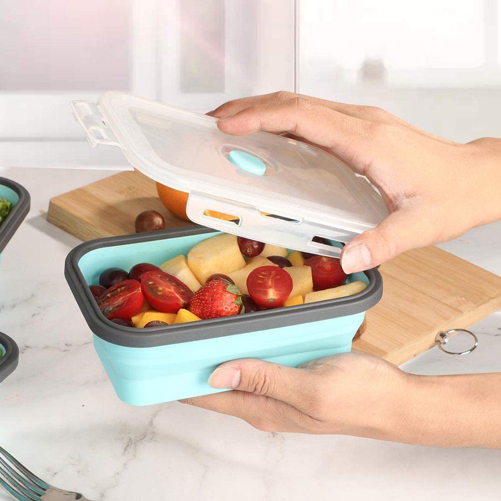 4 SCRTD Silikon-Lebensmittelaufbewahrungsbehälter, brotdose,Lebensmittelaufbewahrungsboxen, Lunchboxen Lunchbox Stück faltbare faltbare