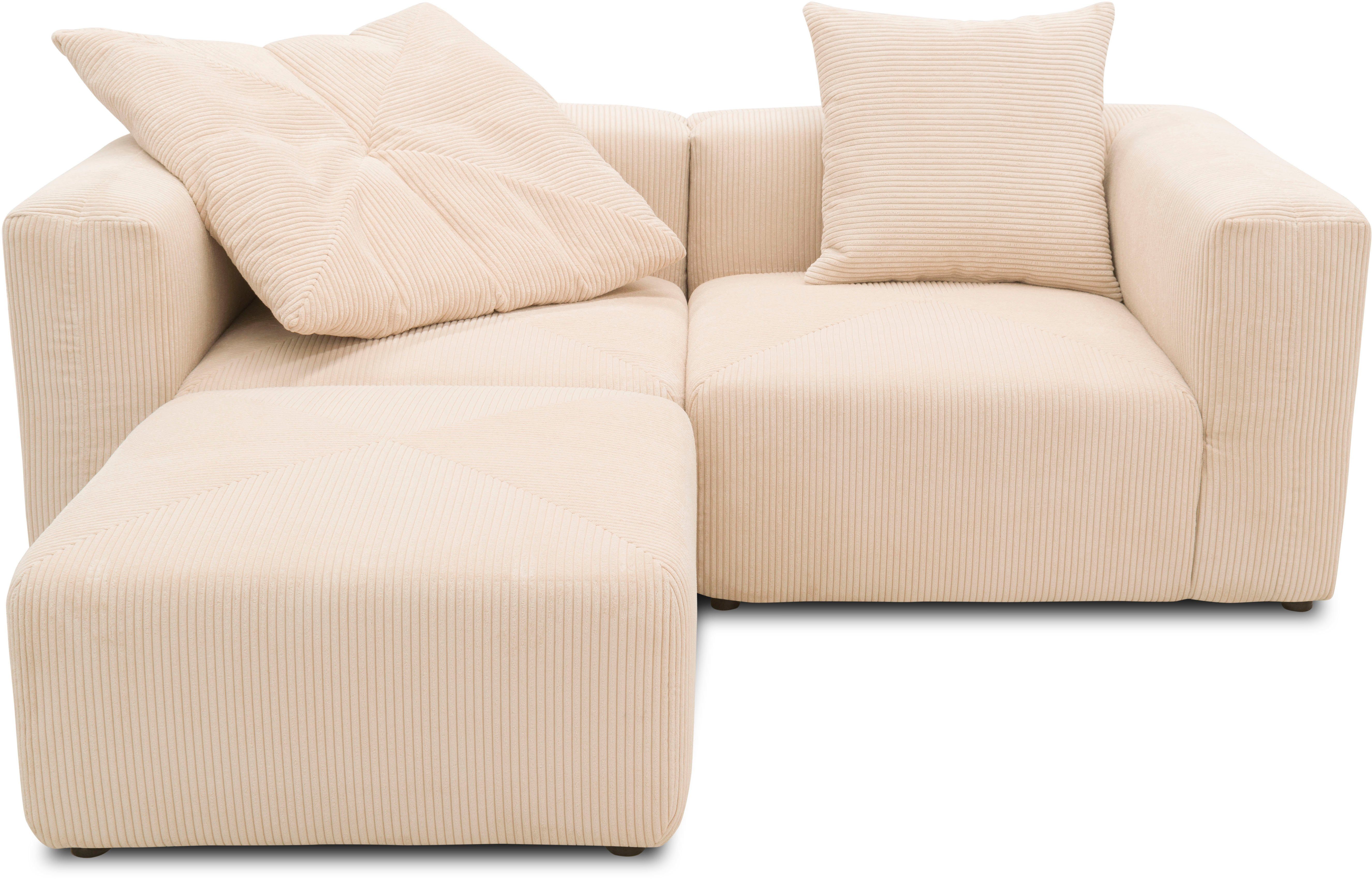 Home affaire Ecksofa Gerrid L-Form, Cord, Modulsofa, bestehend aus 2 Eckelementen + 1 Hocker