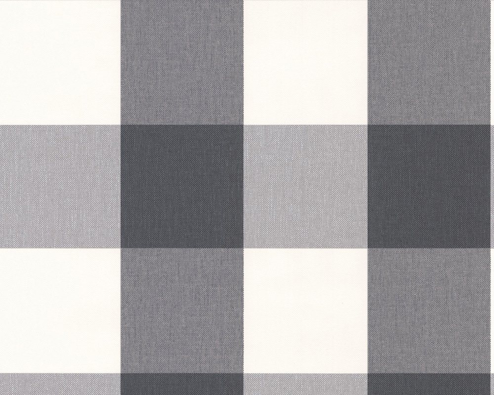A.S. Création Textiltapete Karierte Tapete im Textil-Look, grau weiß
