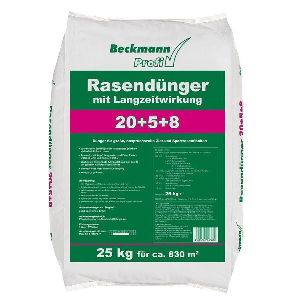 Beckmann Profi Rasendünger Rasenlangzeitdünger 20+5+8 (4) 25 kg Sack