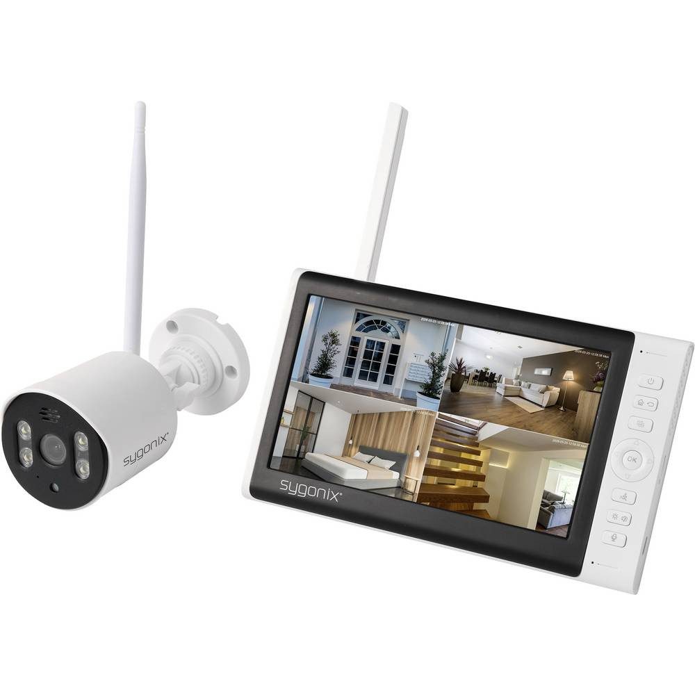 Sygonix Überwachungskamera Funk-Überwachungskamera-Set 4-Kanal mit 1 Kamera 1280 x 720 Pixel 2.4 (mit 2-Wege-Kommunikation, mit Batterie/Akku-Betrieb, mit IR-LEDs)