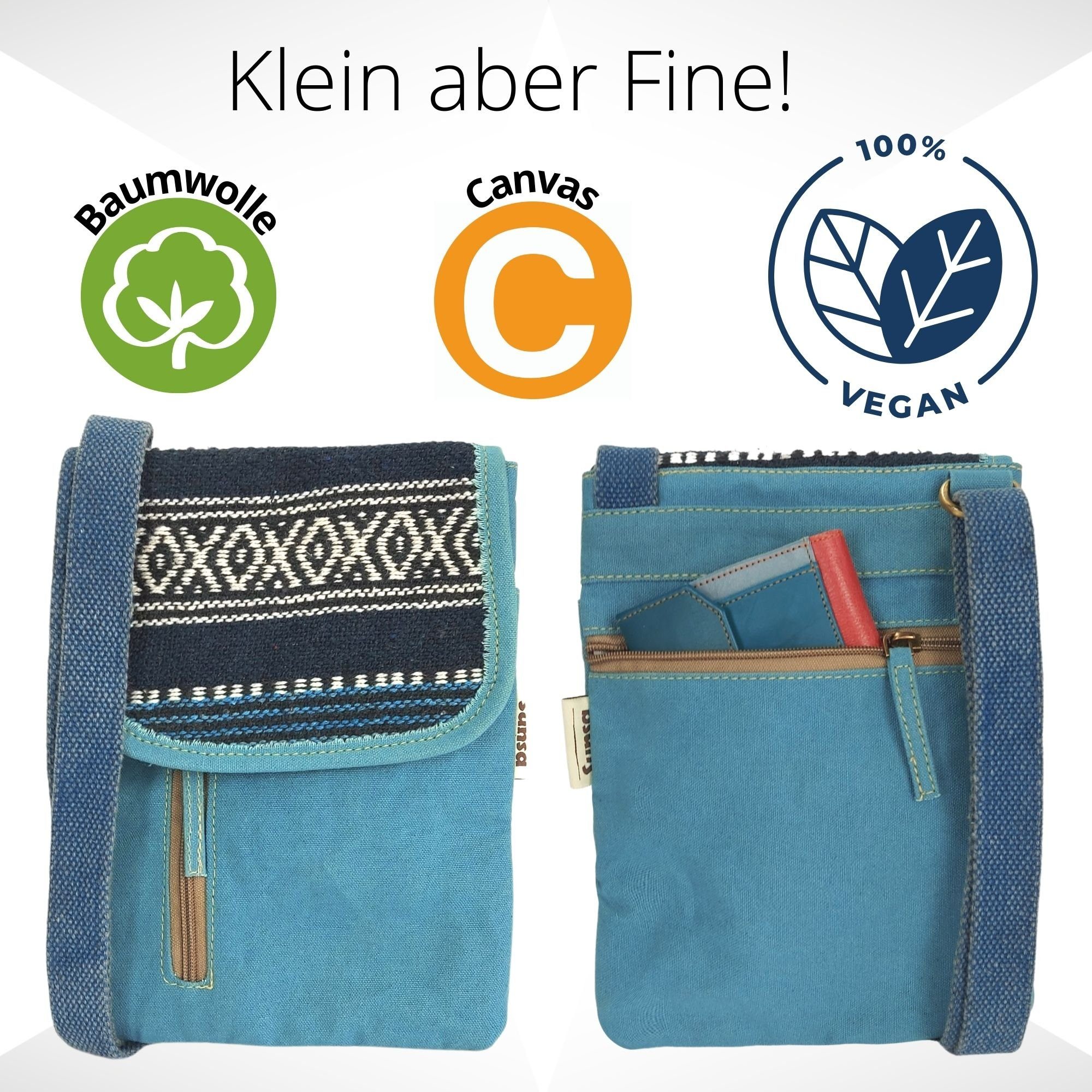 Streifen vegan blau Umhängetasche. Nachhaltige Gestreifte Sunsa hellblau/ Umhängetasche Vegane Schultertasche,