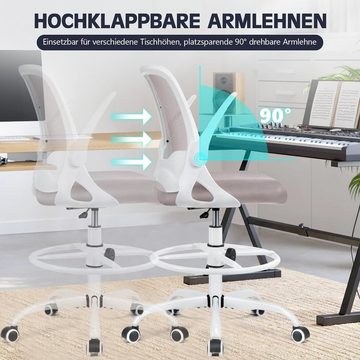 KERDOM Bürostuhl (Bürostuhl ergonomisch: Schreibtischstuhl mit verstellbarem Sitz), Bürostuhl Ergonomisch, Schreibtischstuhl mit umklappbaren Armlehnen