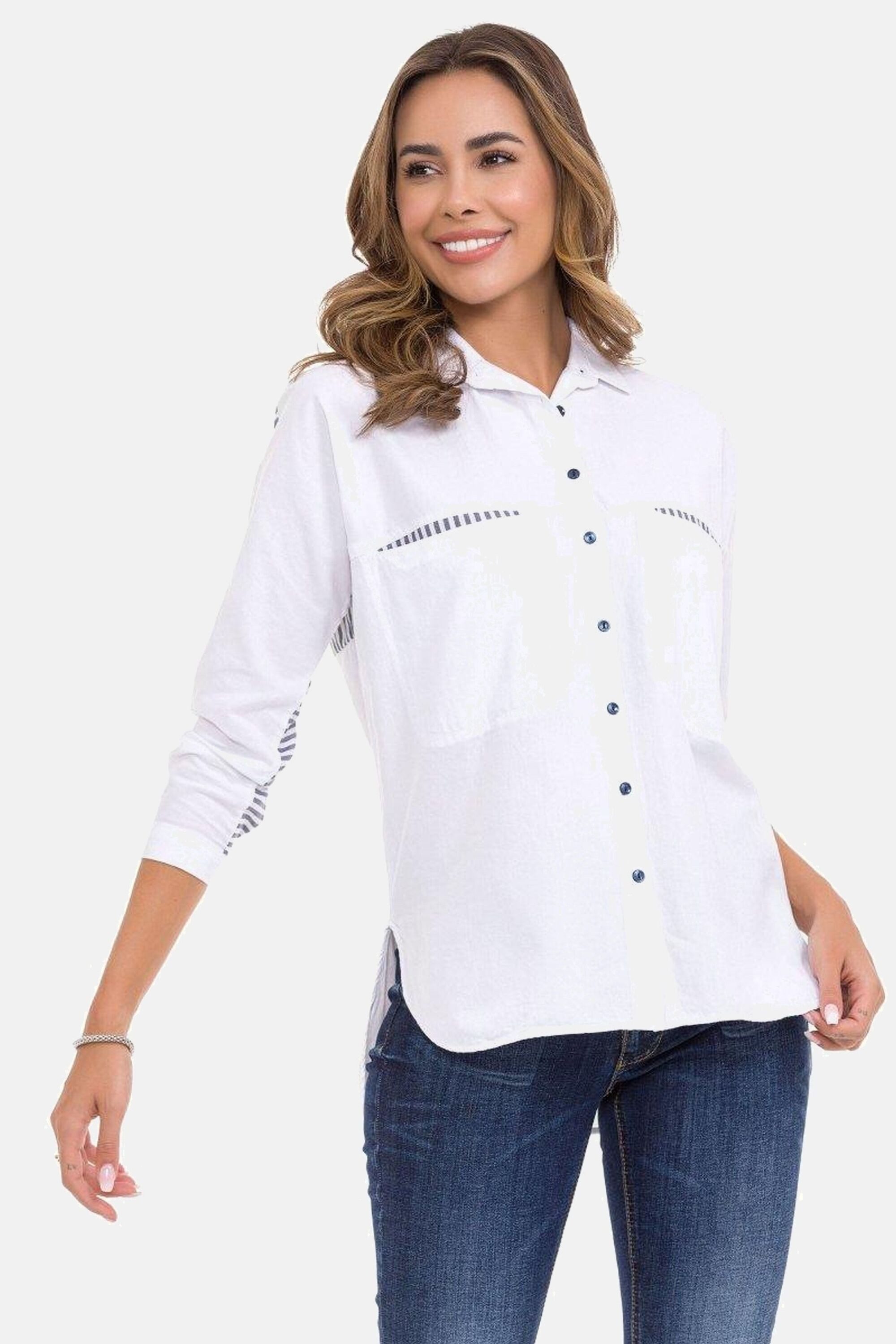 Cipo & Baxx Hemdbluse Hemdbluse (1-tlg) mit gestreiften Details, WH133 günstig online kaufen