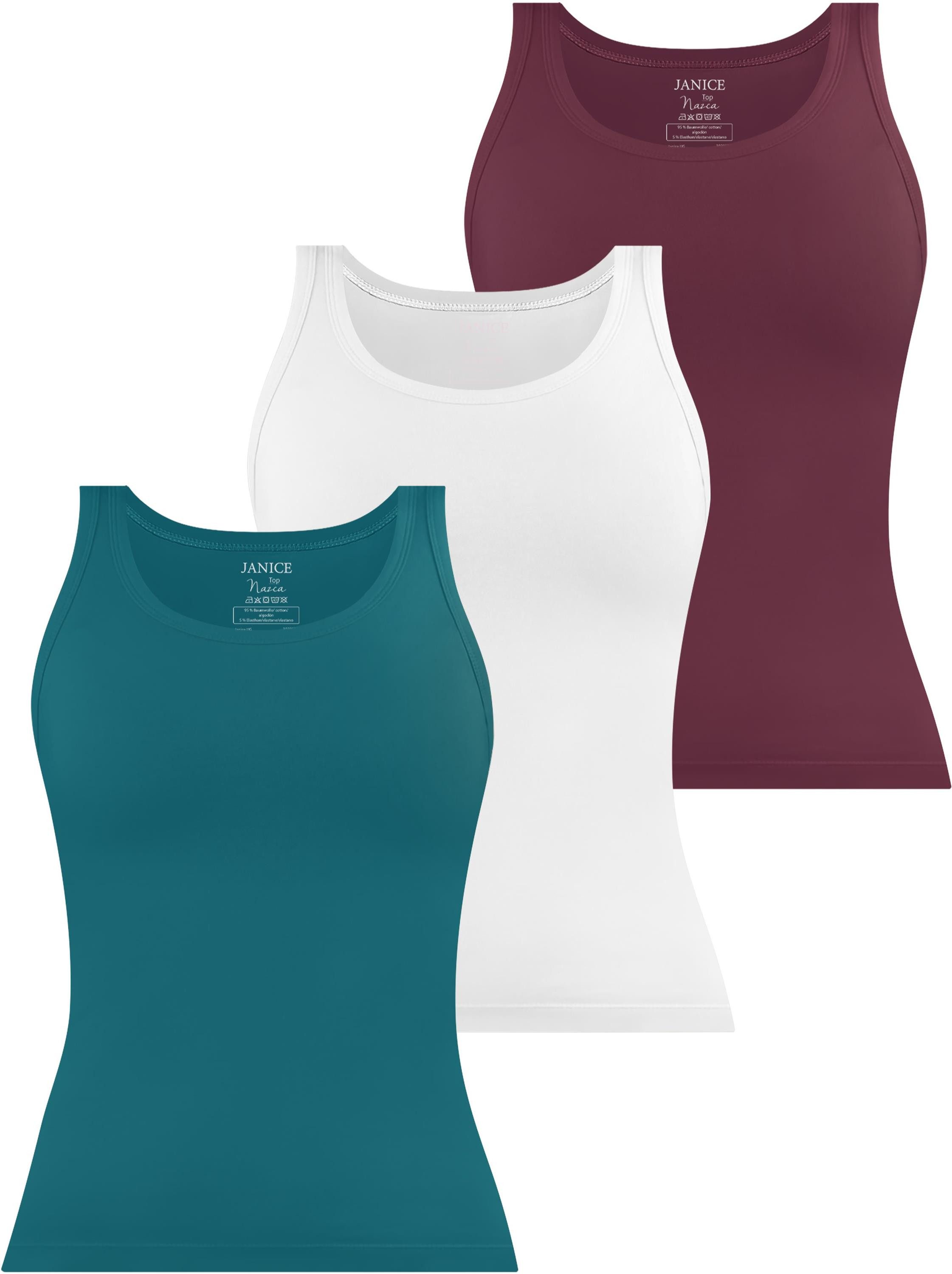 Janice Tanktop 3 x Damen Top Nazca Trägertop aus Baumwolle. € 37,00