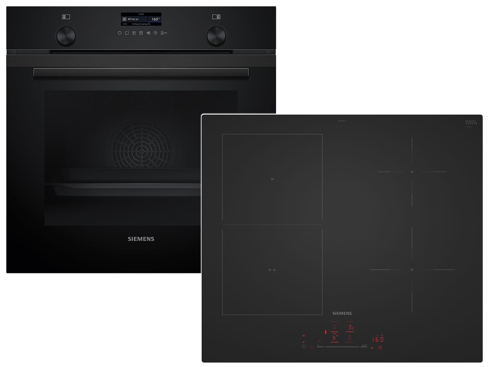 SIEMENS Backofen-Set, mit Teleskopauszug nachrüstbar, Pyrolyse-Selbstreinigung, Powerboost-Funktion, Timer, TouchControl-Bedienung