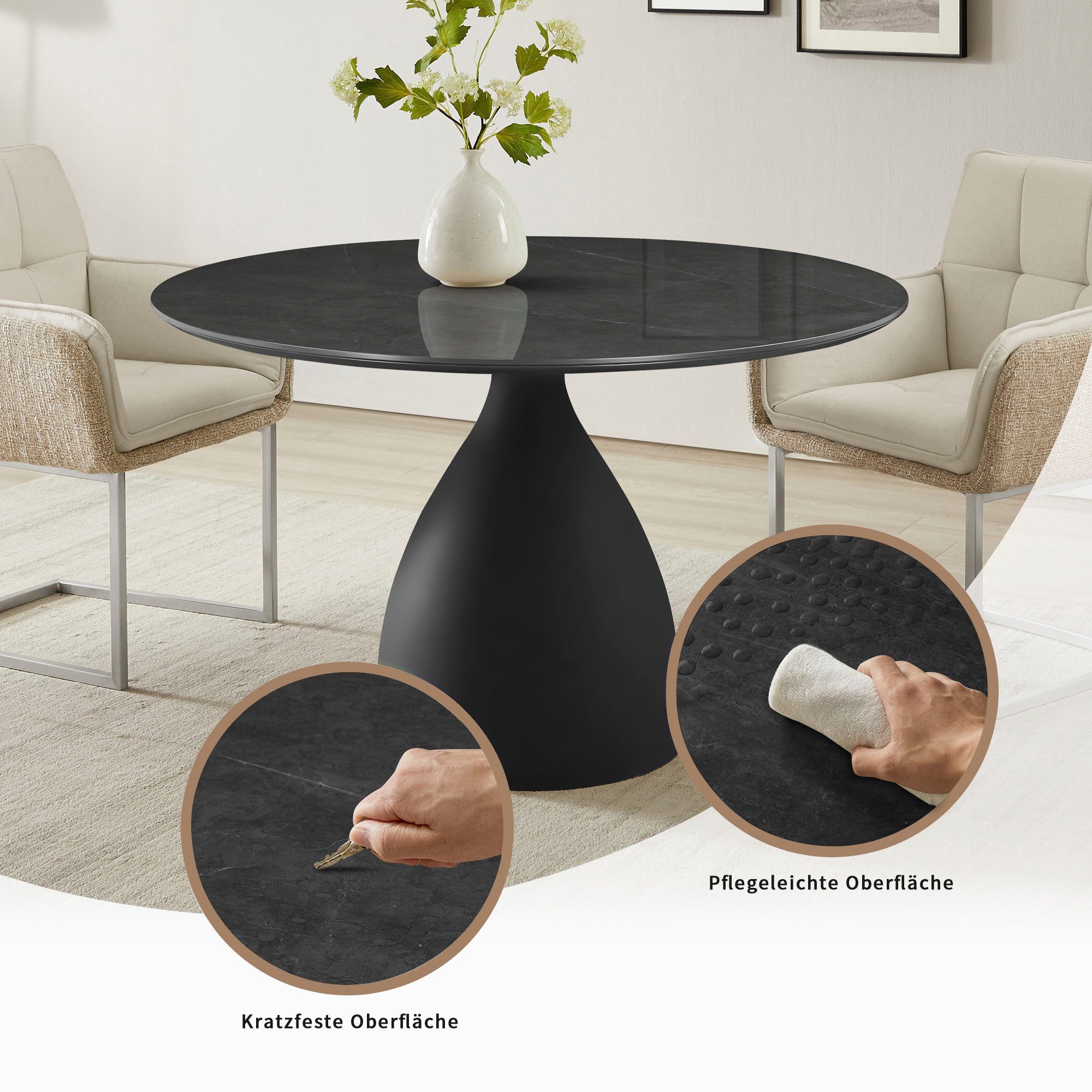 OTTO home Esstisch Lealux, mit Sintersteinplatte, elegantem Gestell und pflegeleichter Oberfläche