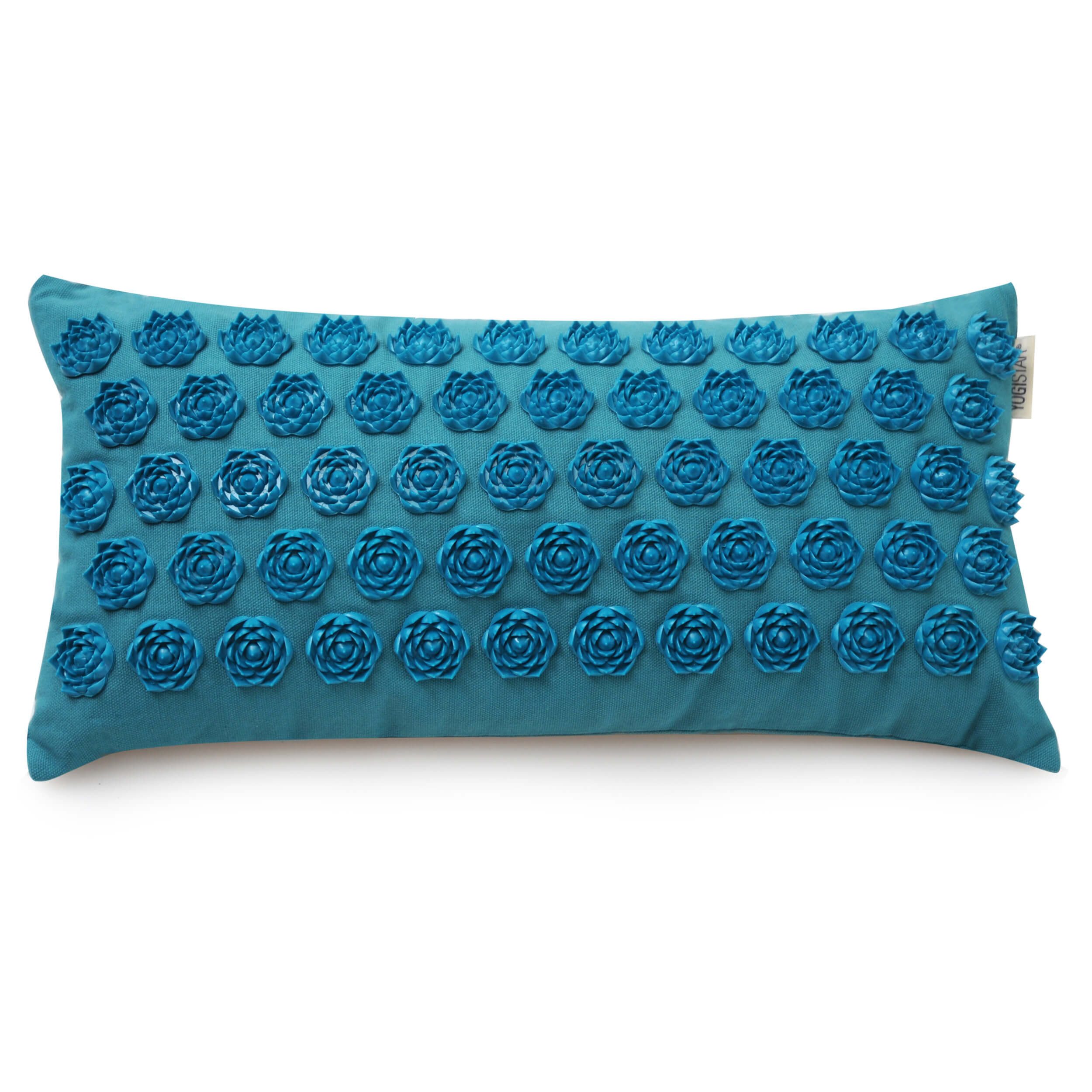 Yogistar Akupressurmatte Akupressurkissen akupress relax lotus - Baumwolle (Standard, 1-St., Standard), Nackenkissen mit 1.450 Akupressurnadeln, Lotus-Design, Bio-Baumwolle
