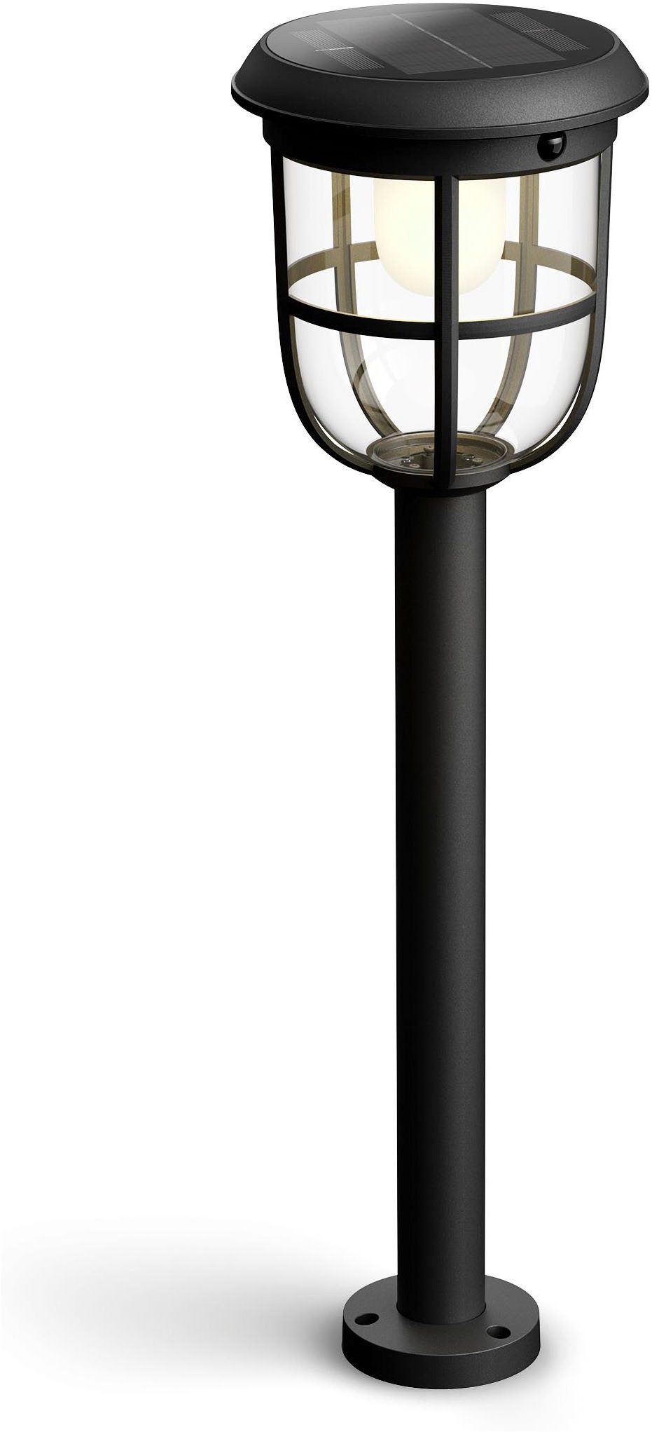 Philips LED Solarleuchte Outdoor Ultra-Efficient Radii Spiess 1.3W, Linkable Sensor,3000 Kelvin, Abschaltautomatik, Dimmfunktion, Leuchtdauer einstellbar, Memoryfunktion, Nachtlichtfunktion, Timerfunktion, mehrere Helligkeitsstufen, LED fest integriert, Warmweiß