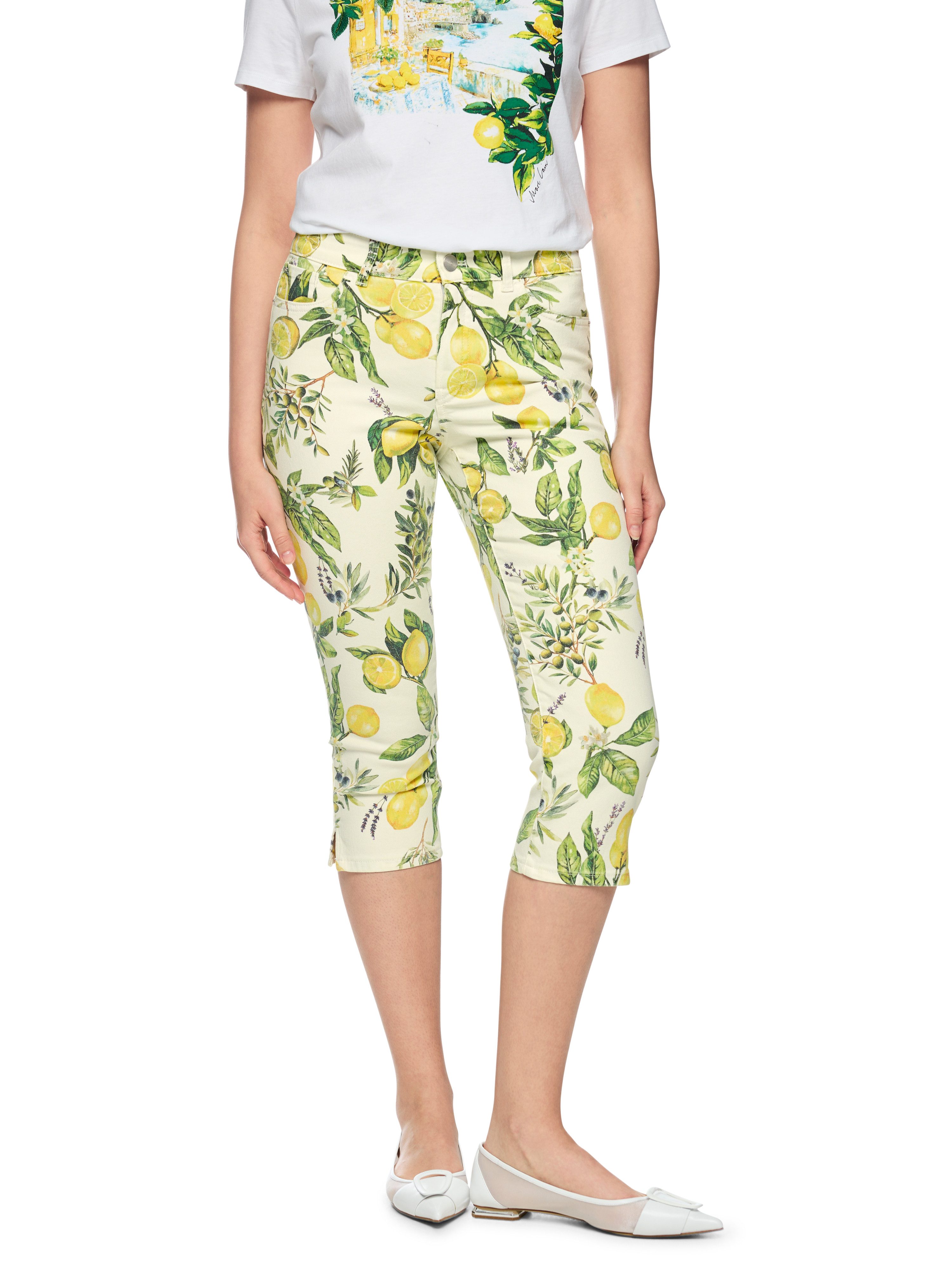 Marc Cain Caprijeans Amalfi Portofino Lemons Premium Damenmode Model: SILEA mit Zitronen-Print, slim fit