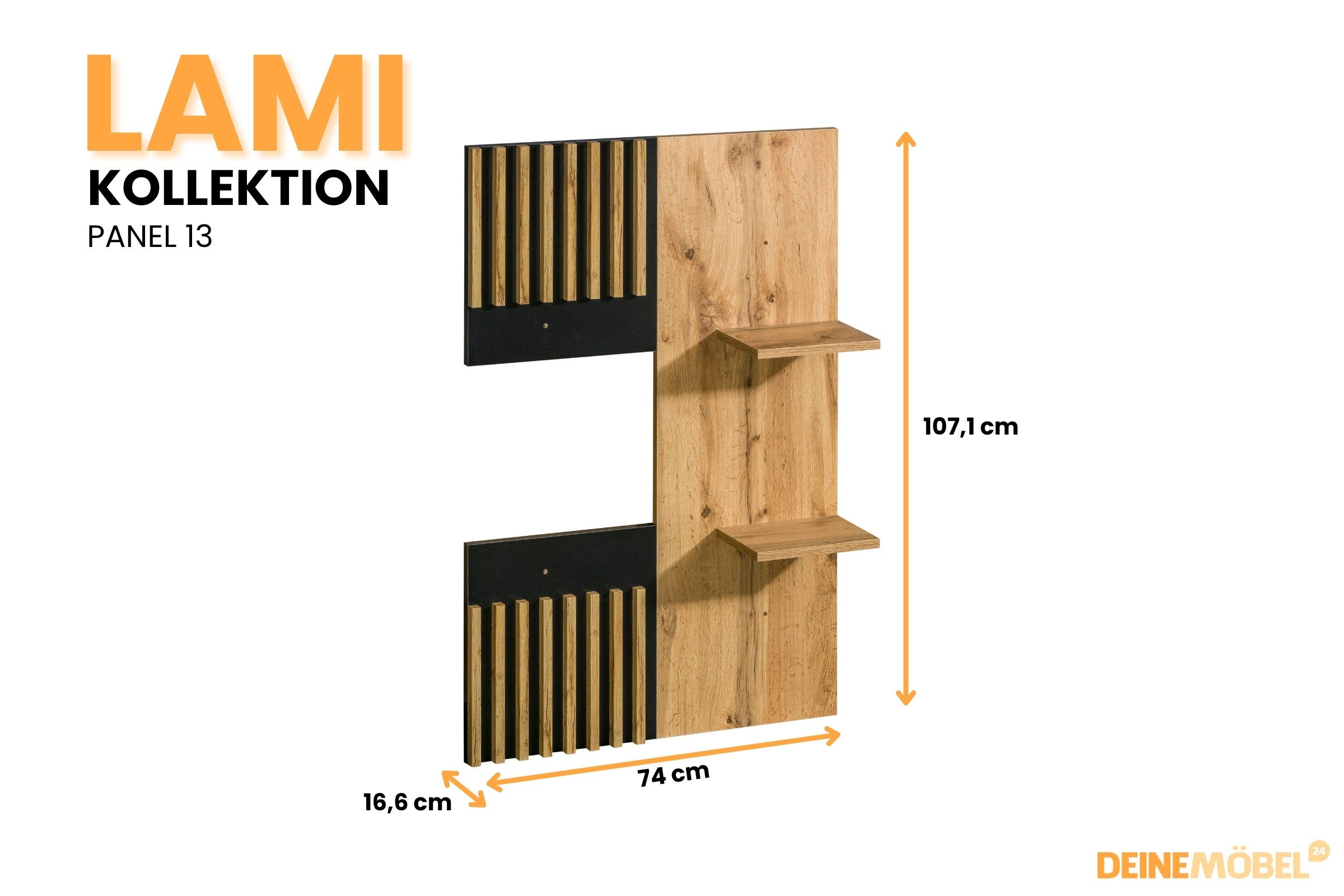Deine Möbel 24 Hängeregal LAMI 13 Wandregal 74 cm breit LAMI - Kollektion, Set 1-tlg., ideal für Kinderzimmer Jugendzimmer & Wohnzimmer