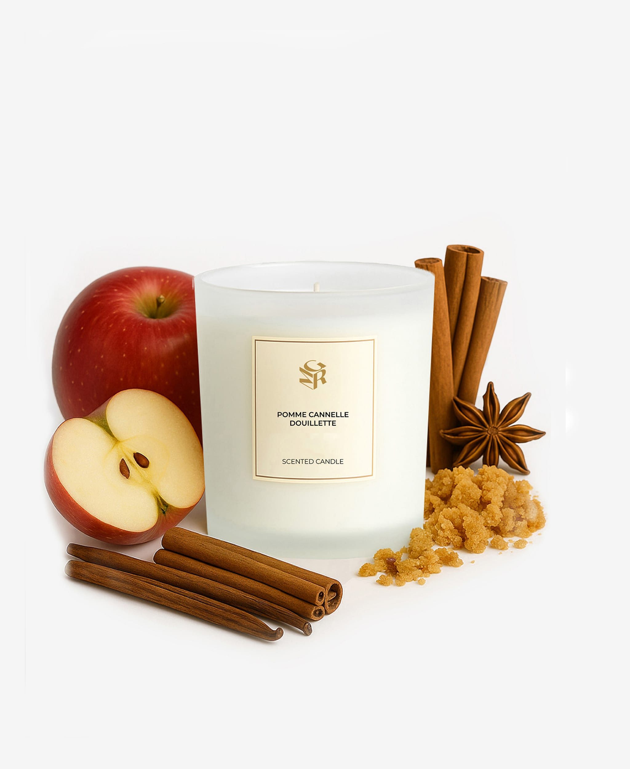 GLAMIRA Stumpenkerze Pomme Cannelle Douillette (1-tlg), Duft von gebackenen Äpfeln, Zimt, Nelken und Vanille