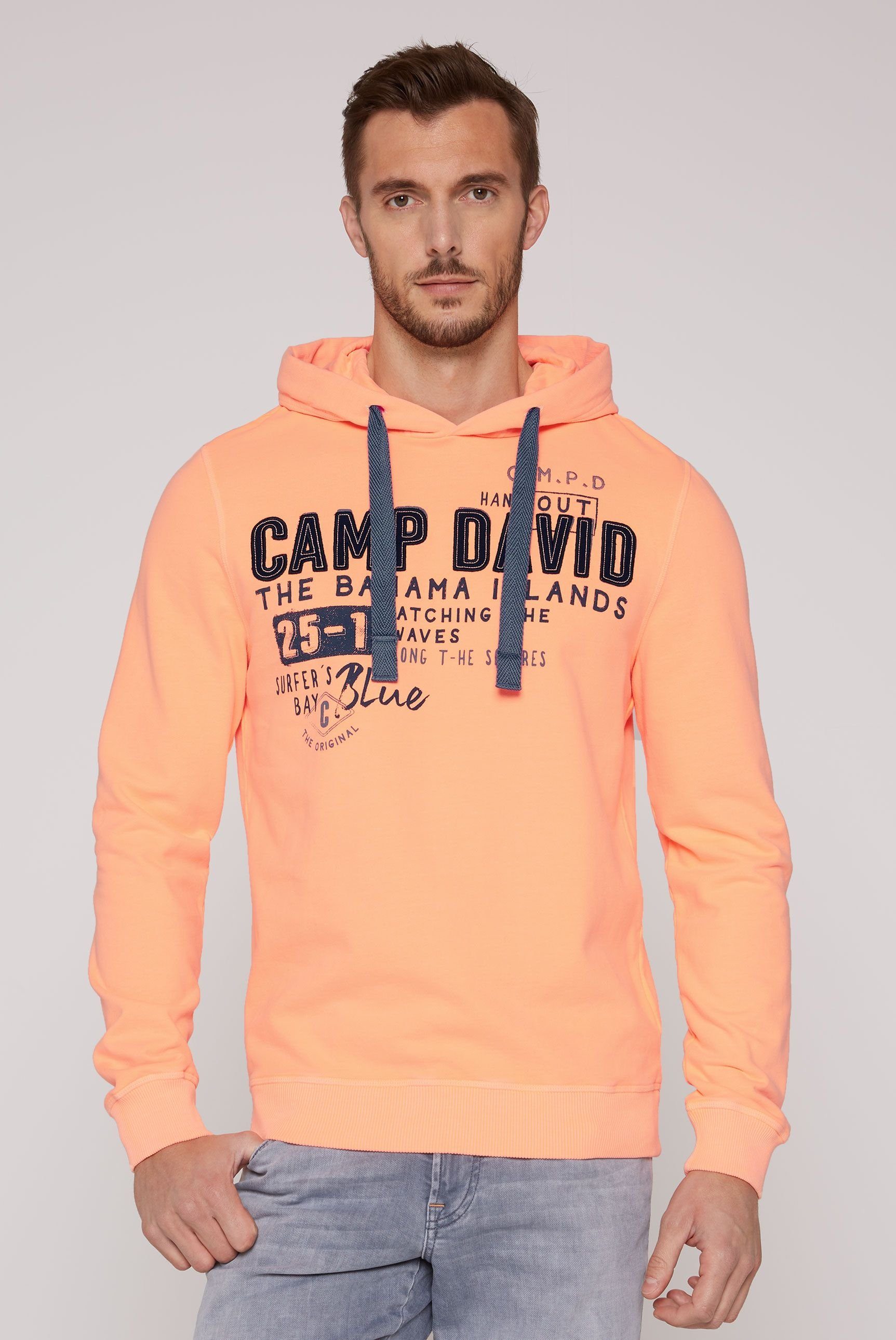 CAMP DAVID Kapuzensweatshirt mit sunset Schriftzügen neon