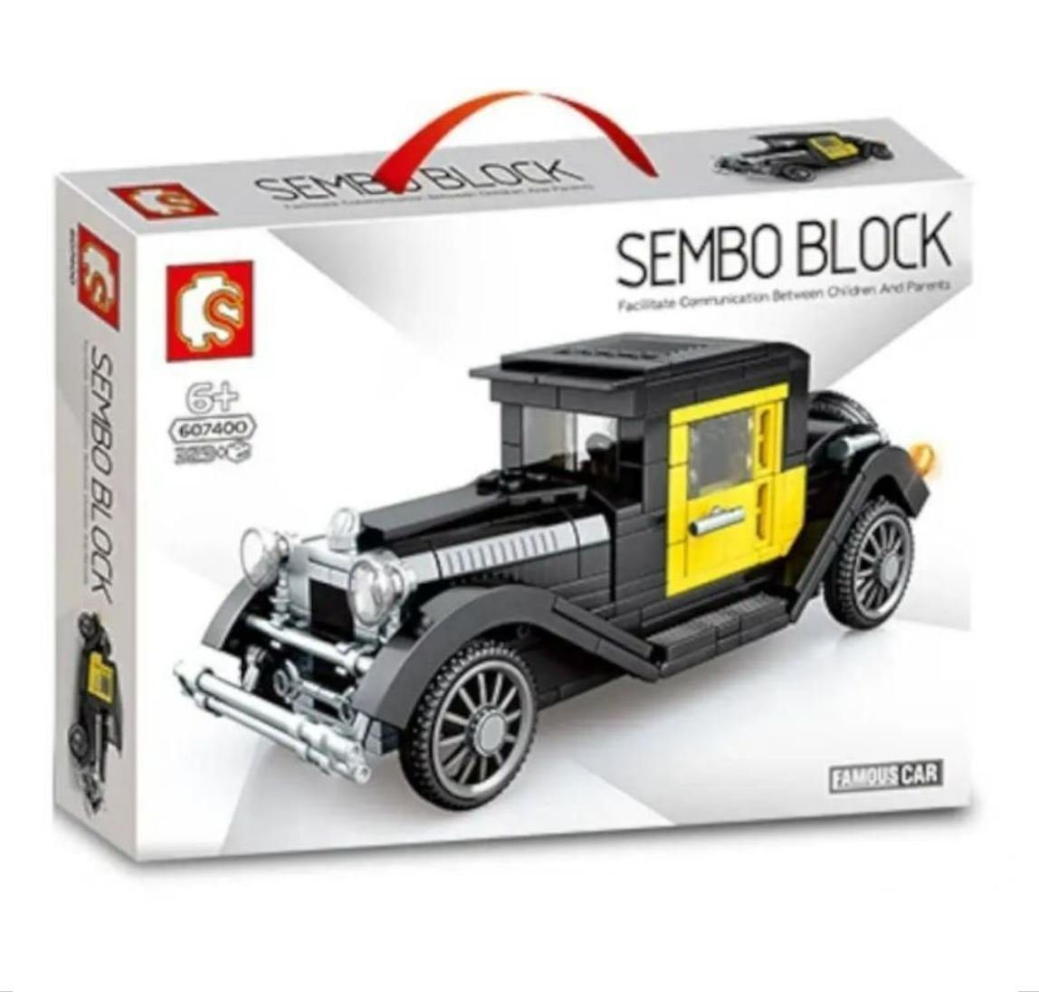 sembo Konstruktions-Spielset Sembo Oldtimer in schwarz-gelb 607400 Klemmbaustein Set