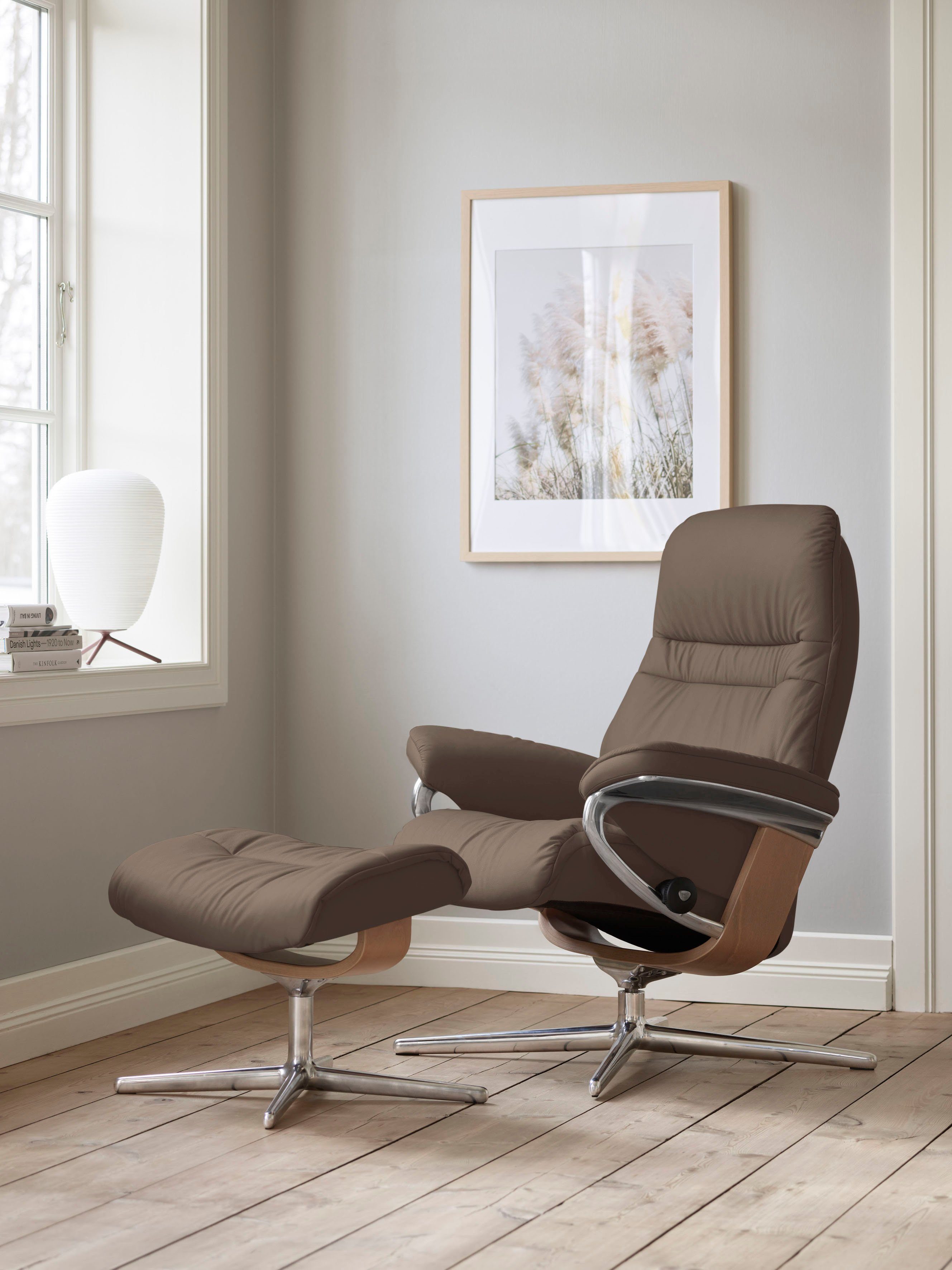 Stressless® Fußhocker Sunrise, mit Cross Base, Größe S, M & L, Holzakzent Eiche