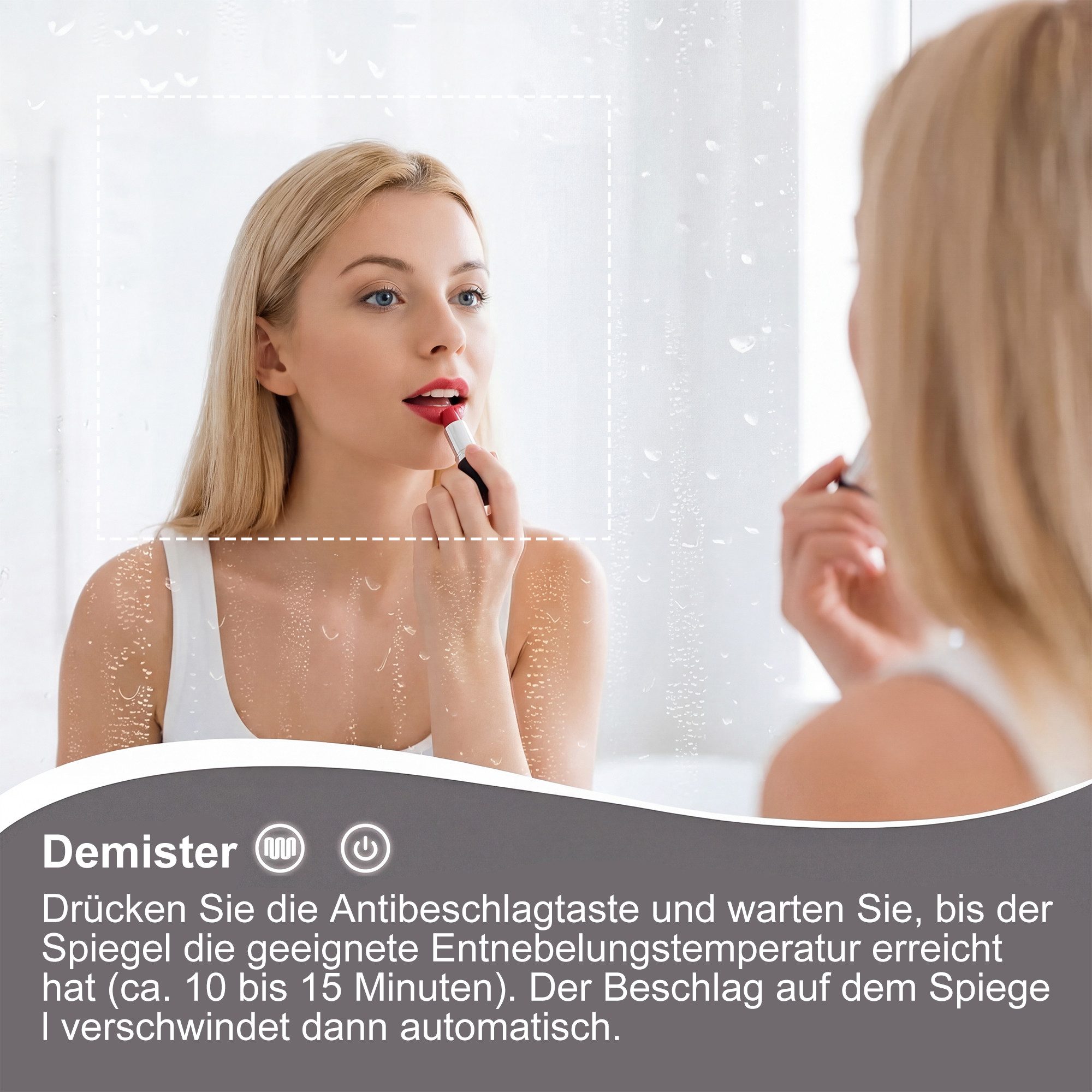 Simurq Spiegelschrank Bad mit Beleuchtung und offene Regal, Anti-Beschlag, 1 Türen (Badschrank mit Spiegel & verstellbare Ablagen) Badezimmerspiegelschrank Häng – Bild 5 von 5