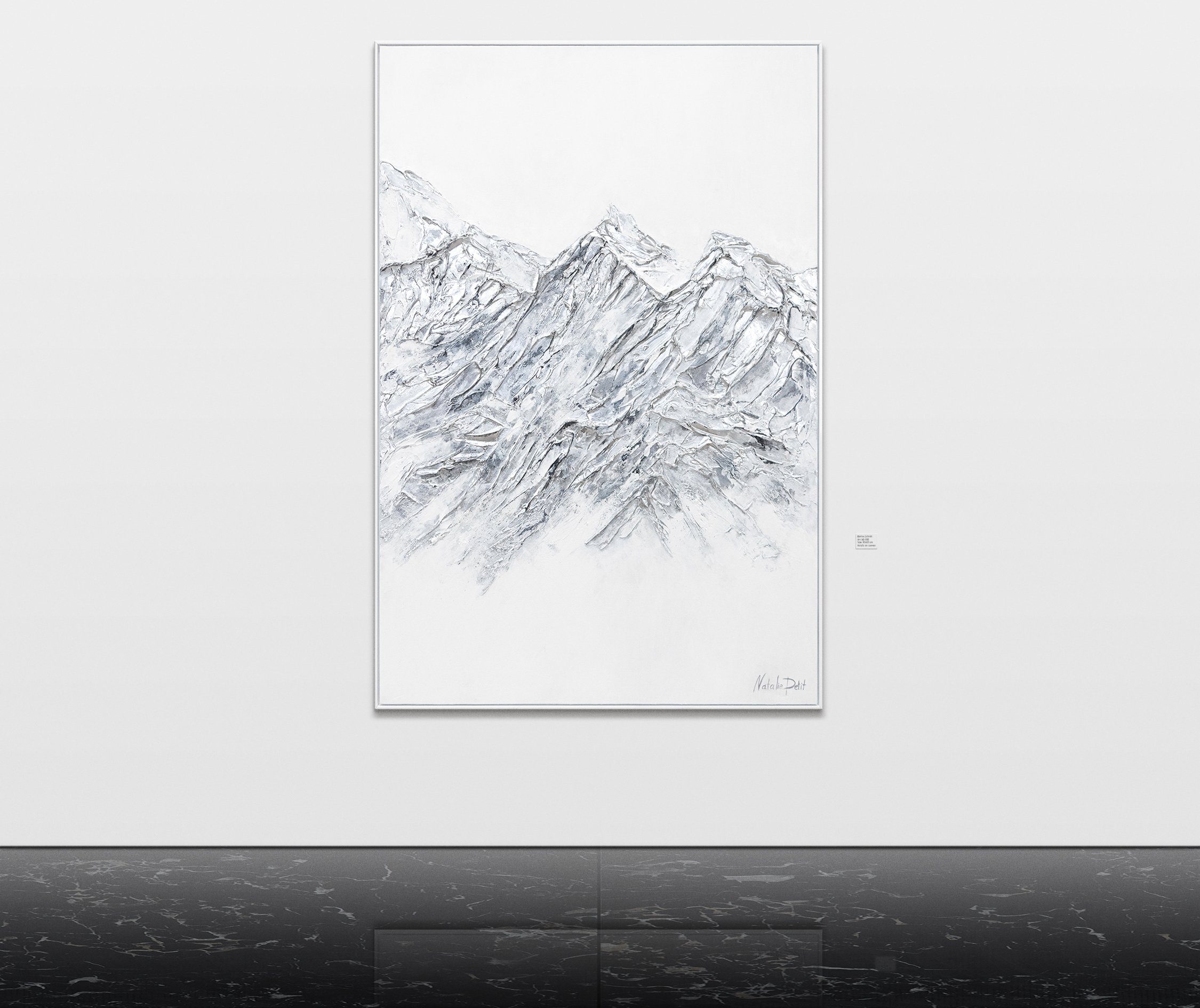 YS-Art Gemälde Zugspitze II, Vertikales Silbener Handgemalt Bild mit Leinwand Berg Rahmen